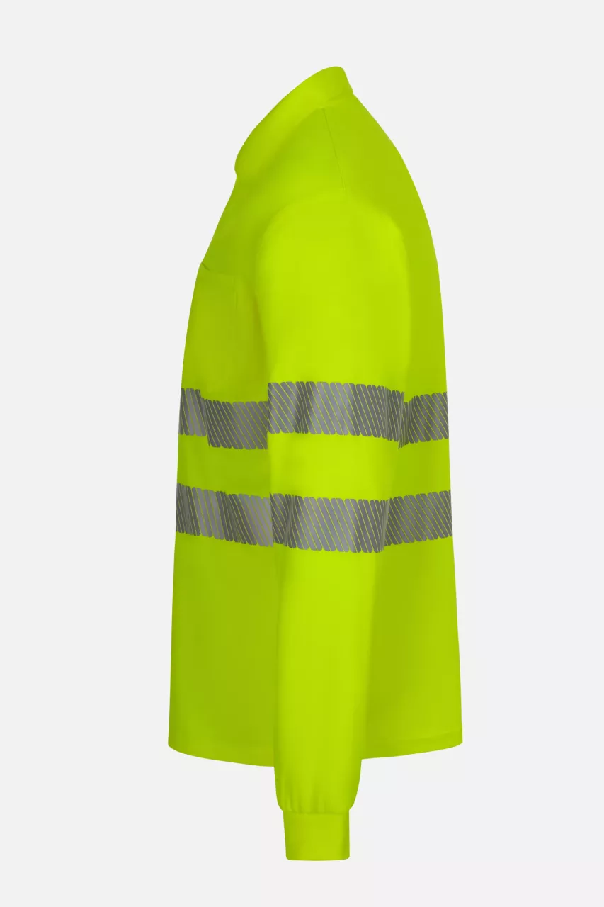 Velilla 305534-20, High-Vis Long Sleeved Polo Shirt, Hi-Vis Yellow, image 2, gallery thumbnail