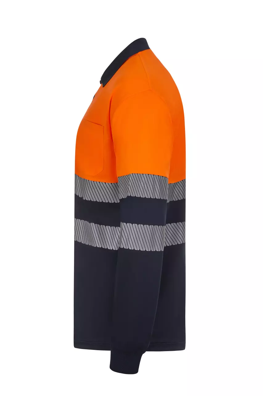 Velilla 305535-61-19-2, High-Vis Long Sleeved Polo Shirt, Size 4XL/5XL, Navy Blue/Hi-Vis Orange, image 3, gallery thumbnail
