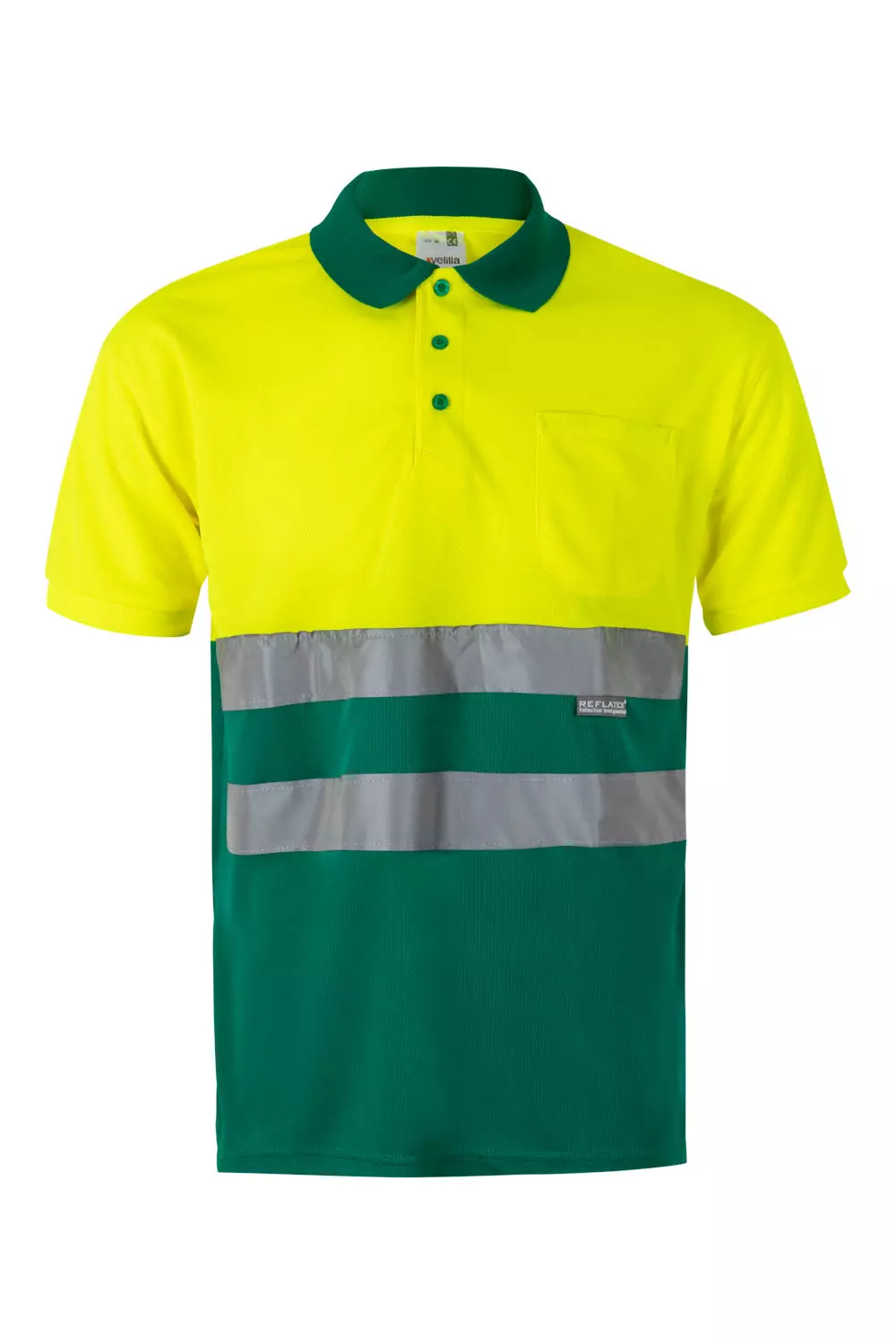 Velilla 0173-02-20, Warnschutz-Poloshirt, Grün/Warngelb