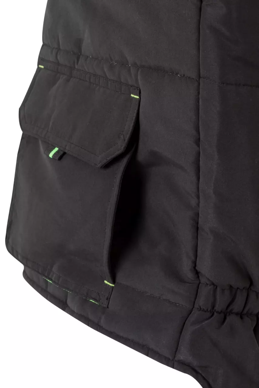 Velilla 205902-00-25, Padded Work Vest, Black/Lime Green, image 2, gallery thumbnail