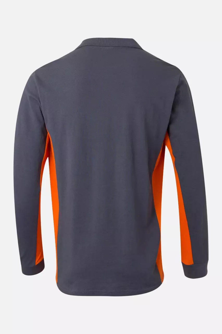 Velilla 105514-08-16, Long Sleeved Polo Shirt, Grey/Orange, image 3, gallery thumbnail