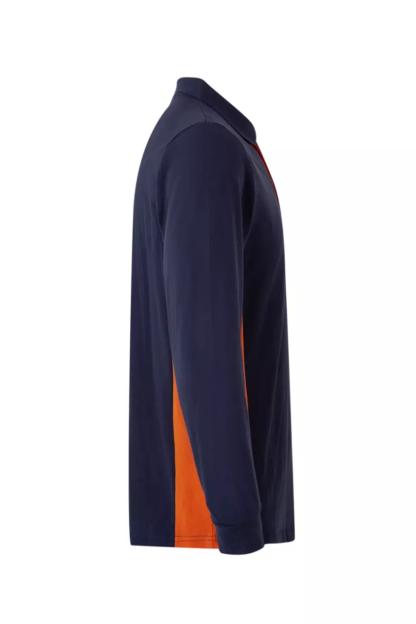 Velilla 105514-61-16, Long Sleeved Polo Shirt, Navy Blue/Orange, image 3, gallery thumbnail