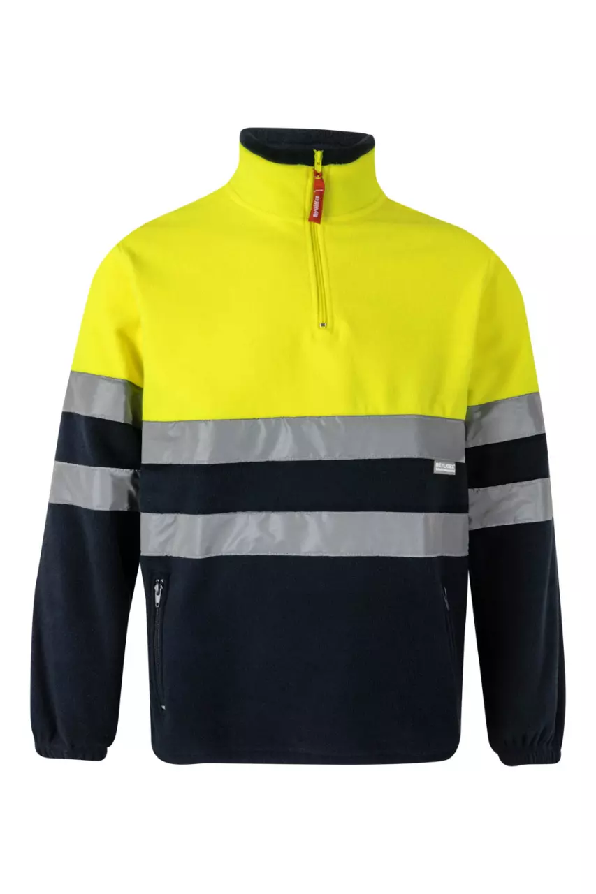 Velilla 0182-01-20, High-Vis Fleece Jacket, Marine Blue/Hi-Vis Yellow