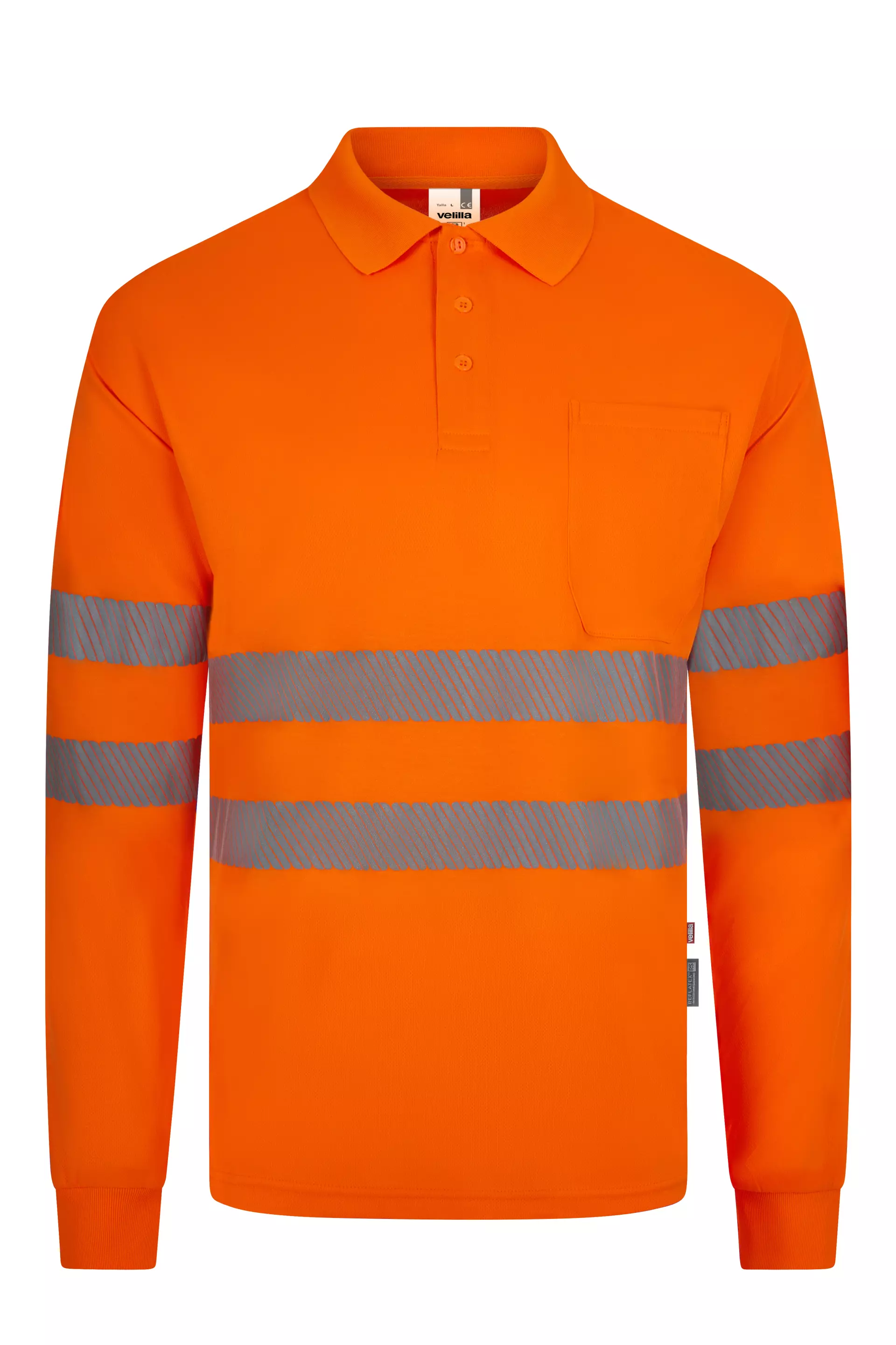 Velilla 305534-19-1, High-Vis Long Sleeved Polo Shirt, Hi-Vis Orange, image 1