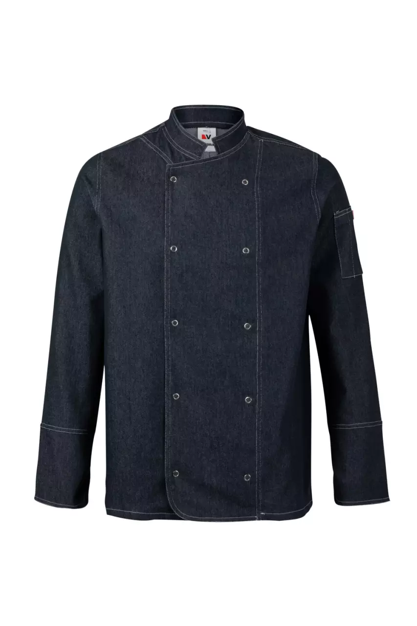 Velilla 405207-64, Long Sleeved Chef Jacket, Dark Blue Denim, image 1, gallery thumbnail