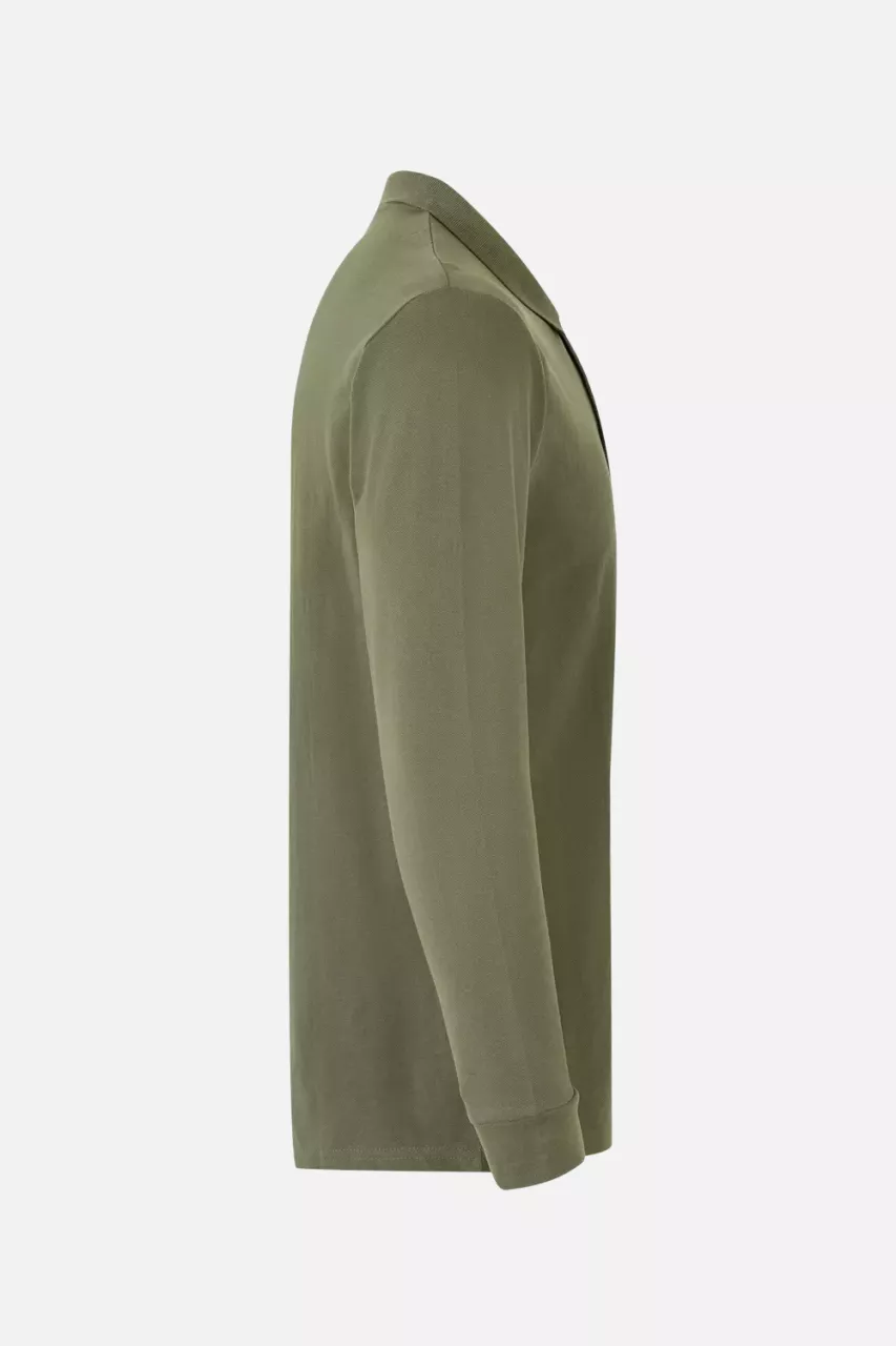 Velilla 105503-03, Long Sleeved Polo Shirt, Khaki Green, image 2, gallery thumbnail