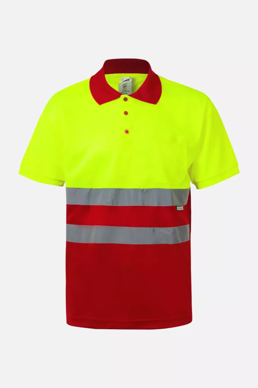 Velilla 0173-12-20, Warnschutz-Poloshirt, Rot/Warngelb, image 1, gallery thumbnail