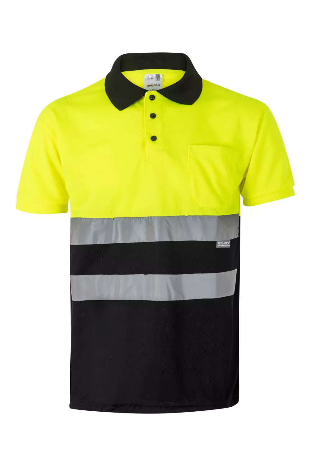 Velilla 173-00-20, High-Vis Polo Shirt, Black/Hi-Vis Yellow