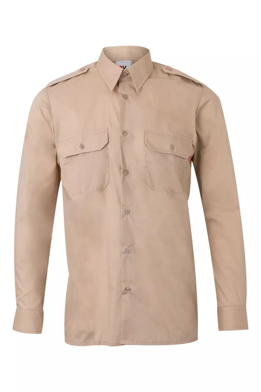 Velilla Long Sleeved Work Shirt, Beige