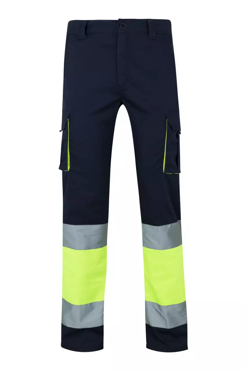 Velilla 303002S-61-20-2, High-Vis Work Trousers, Size 4XL/5XL, Navy Blue/Hi-Vis Yellow
