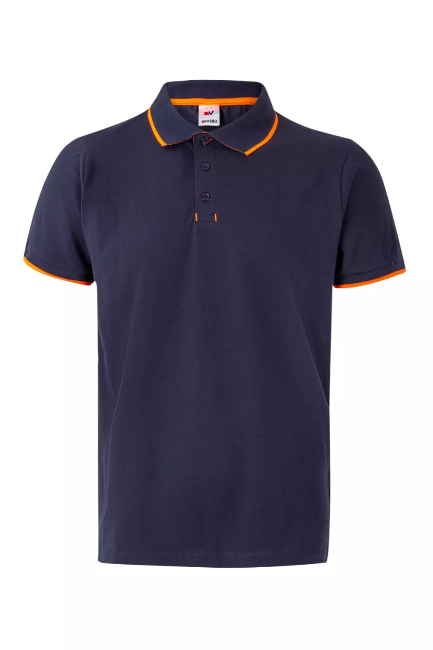 Velilla 105505-61-19, Polo Shirt, Navy Blue/Hi-Vis Orange, image 1, gallery thumbnail