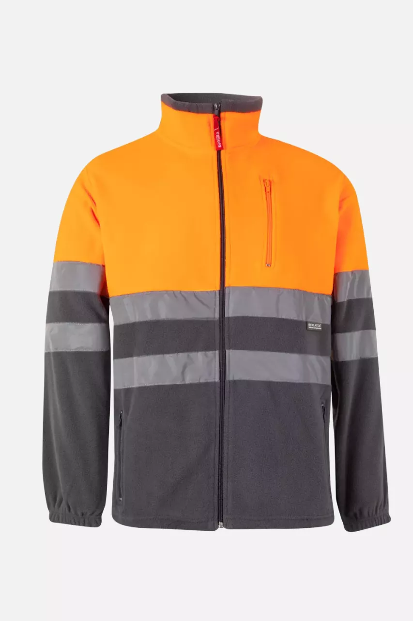 Velilla 0183-08-19-2, Warnschutz-Fleecejacke, Größe 4XL/5XL, Grau/Warnschutz-Orange, image 1, gallery thumbnail