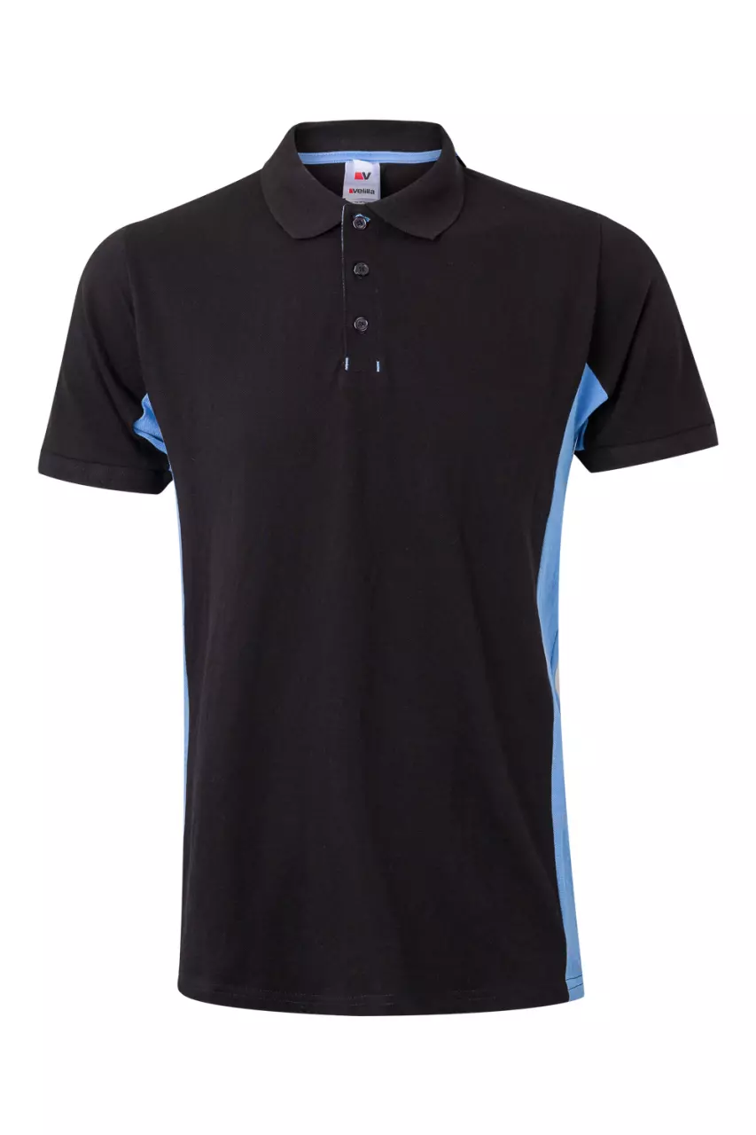 Velilla Polo Shirt, Black/Sky Blue