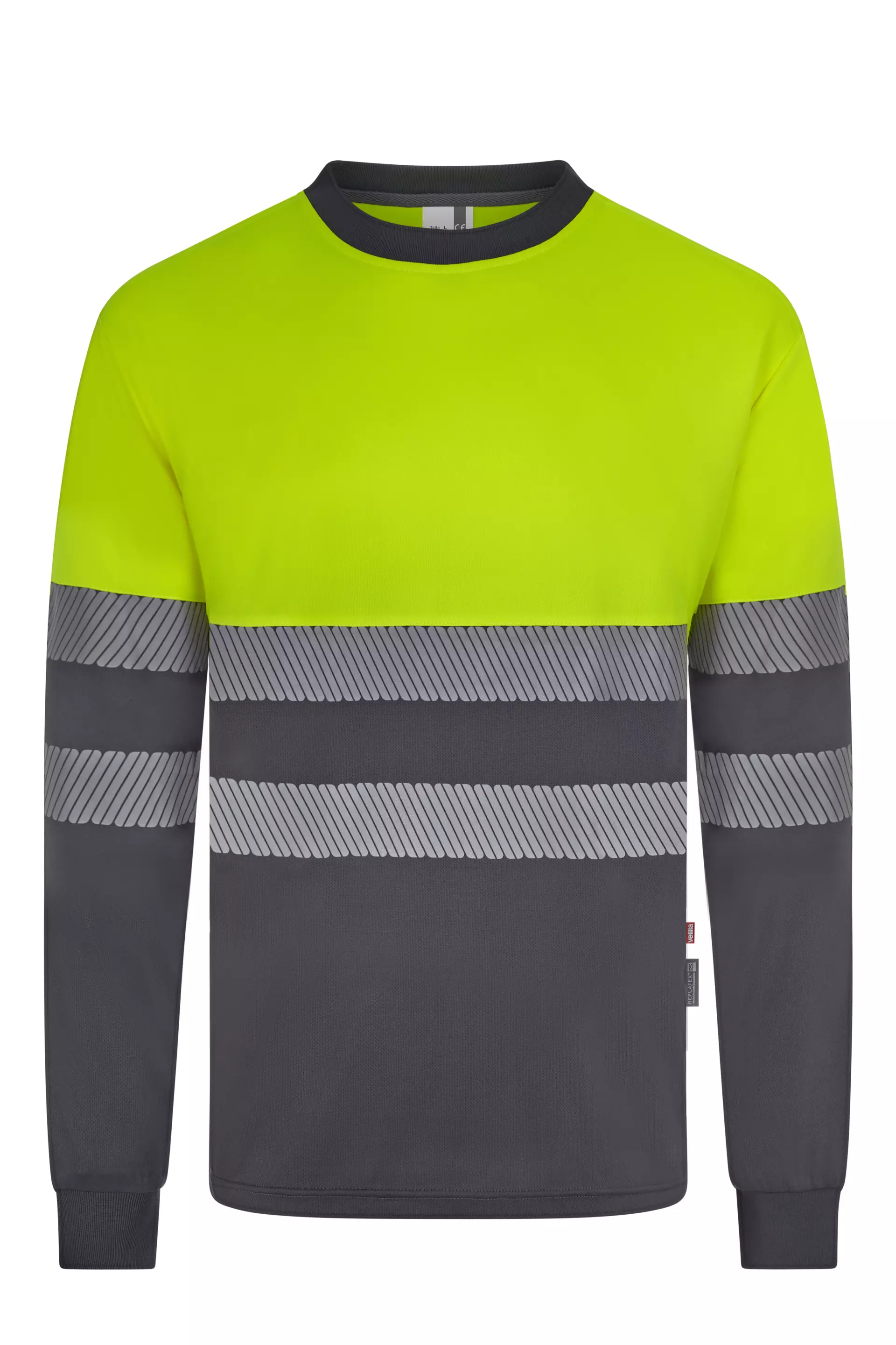 Velilla 305635-08-20-2, Warnschutz-Langarm-T-Shirt, Größe 4XL/5XL, Grau/Warngelb