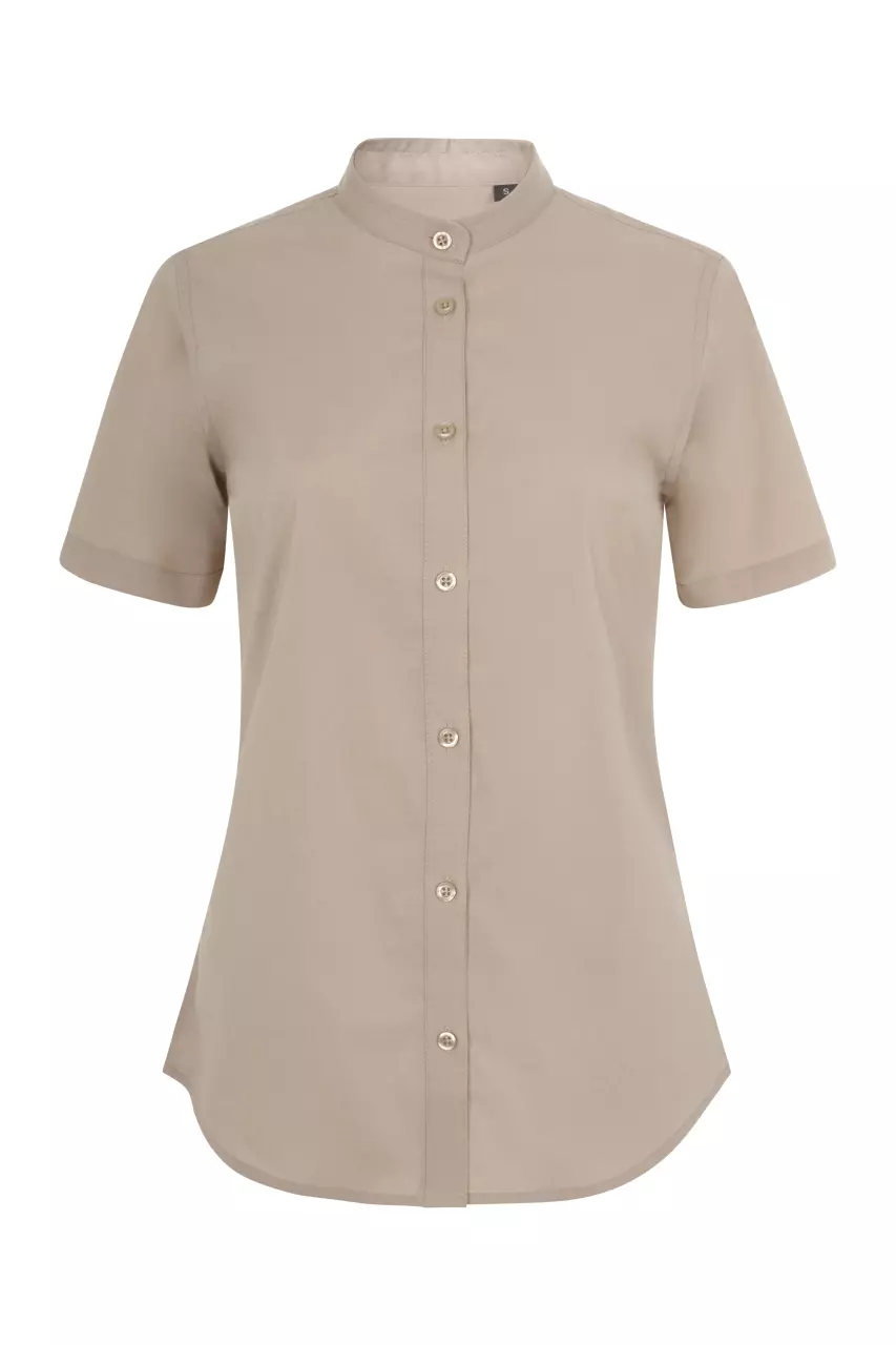 Velilla 405014S-47, Kurzarm-Stehkragen-Arbeitshemd, Hellbeige, image 1, gallery thumbnail