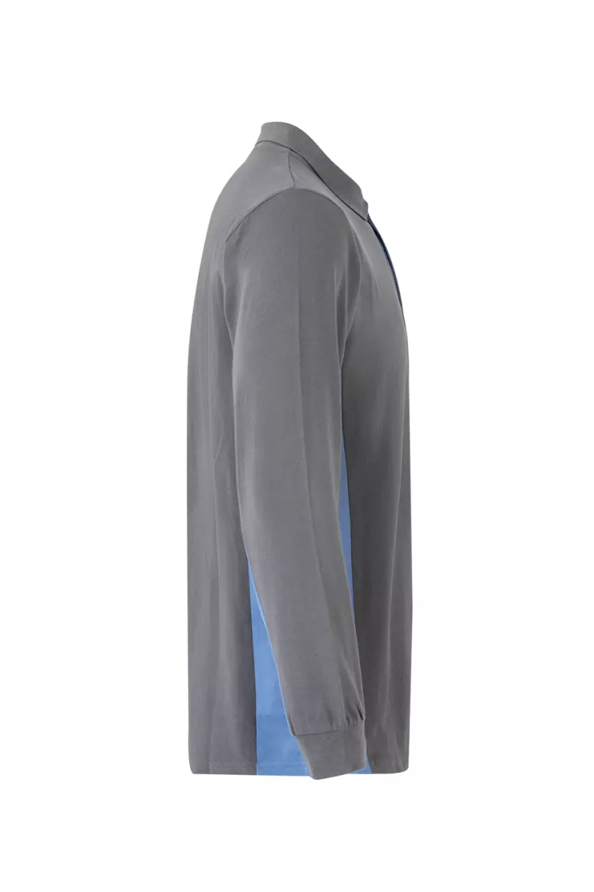 Velilla 105514-08-05, Long Sleeved Polo Shirt, Grey/Sky Blue, image 3, gallery thumbnail
