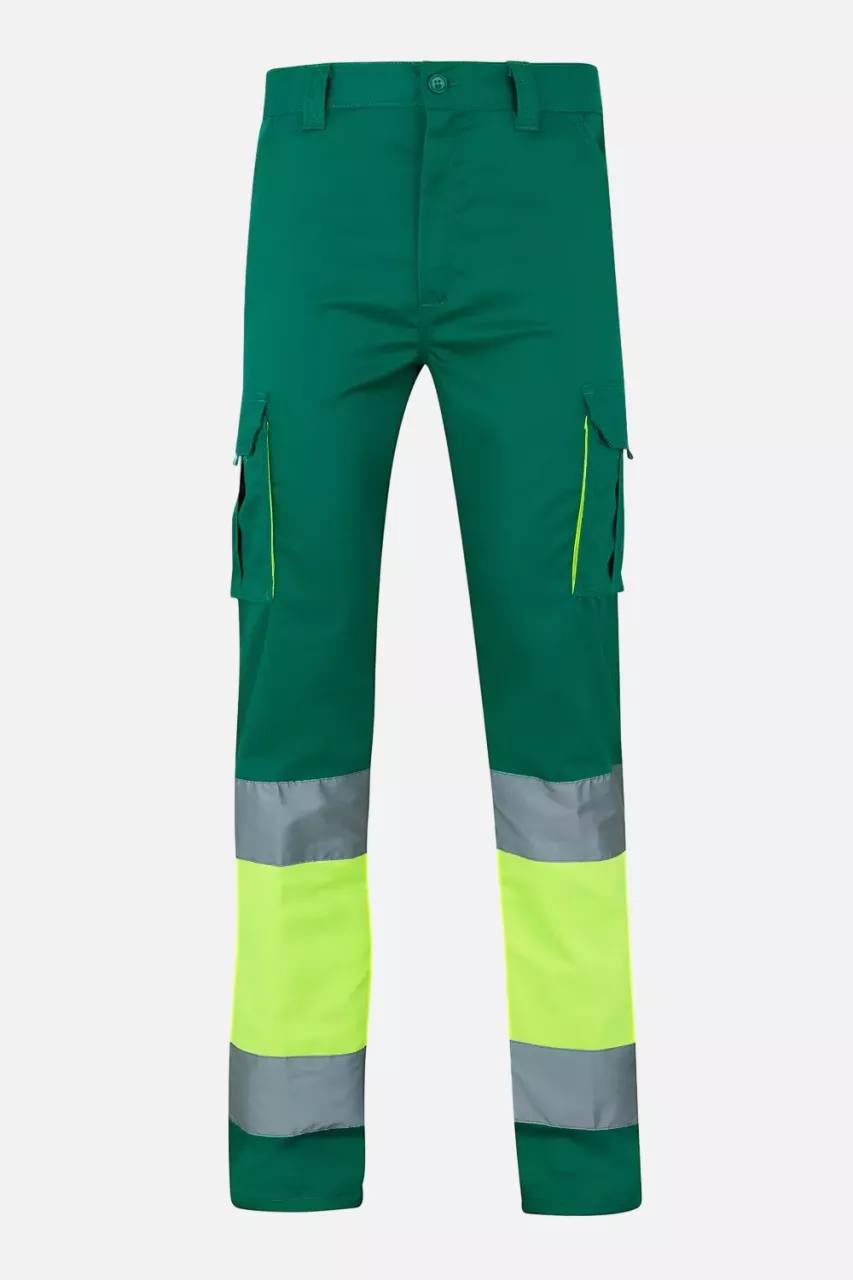Velilla 303002S-02-20-2, High-Vis Work Trousers, Size 4XL/5XL, Green/Hi-Vis Yellow, image 1, gallery thumbnail