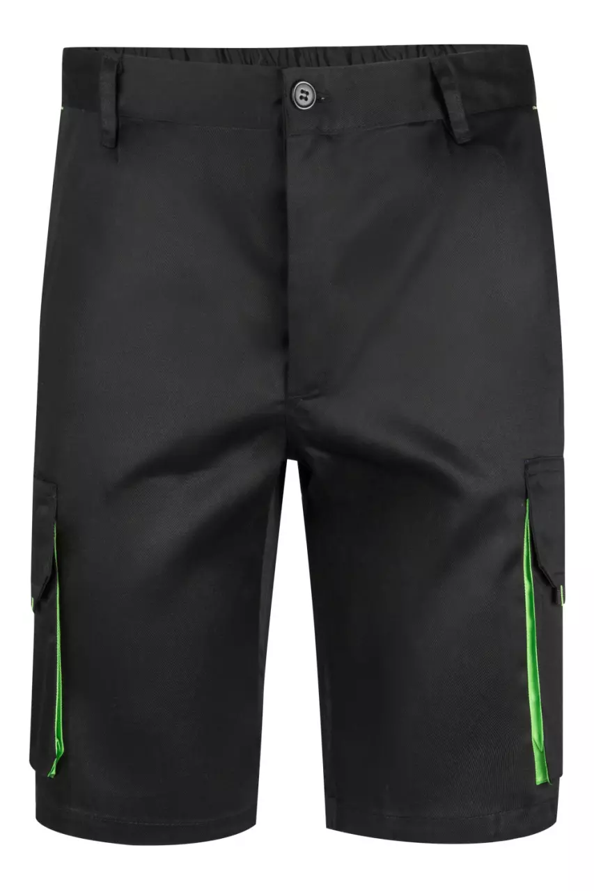 Velilla 103007-00-25, Work Shorts, Black/Lime Green