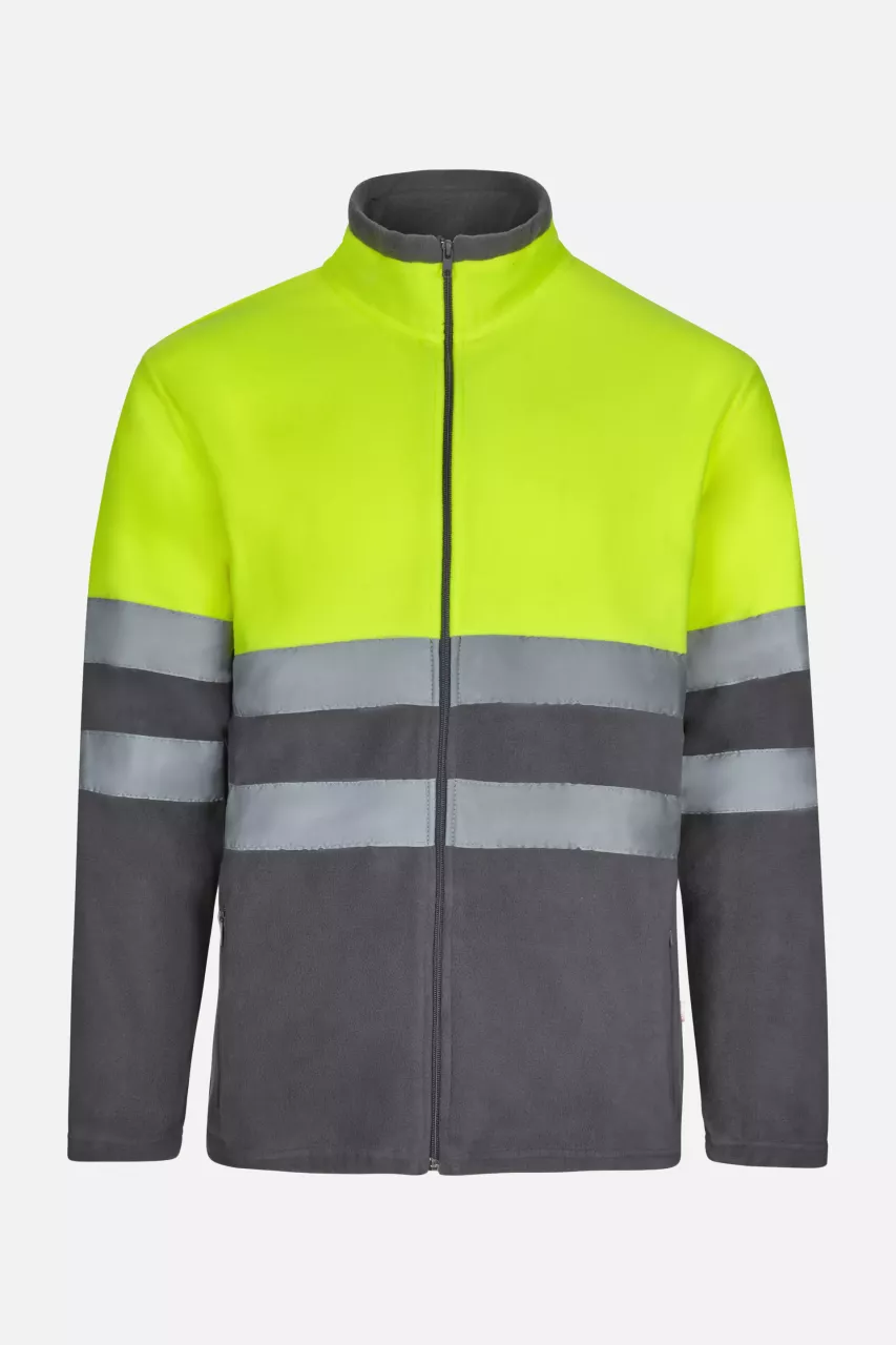 Velilla 301503-08-20, High-Vis Fleece Jacket, Grey/Hi-Vis Yellow, image 1, gallery thumbnail