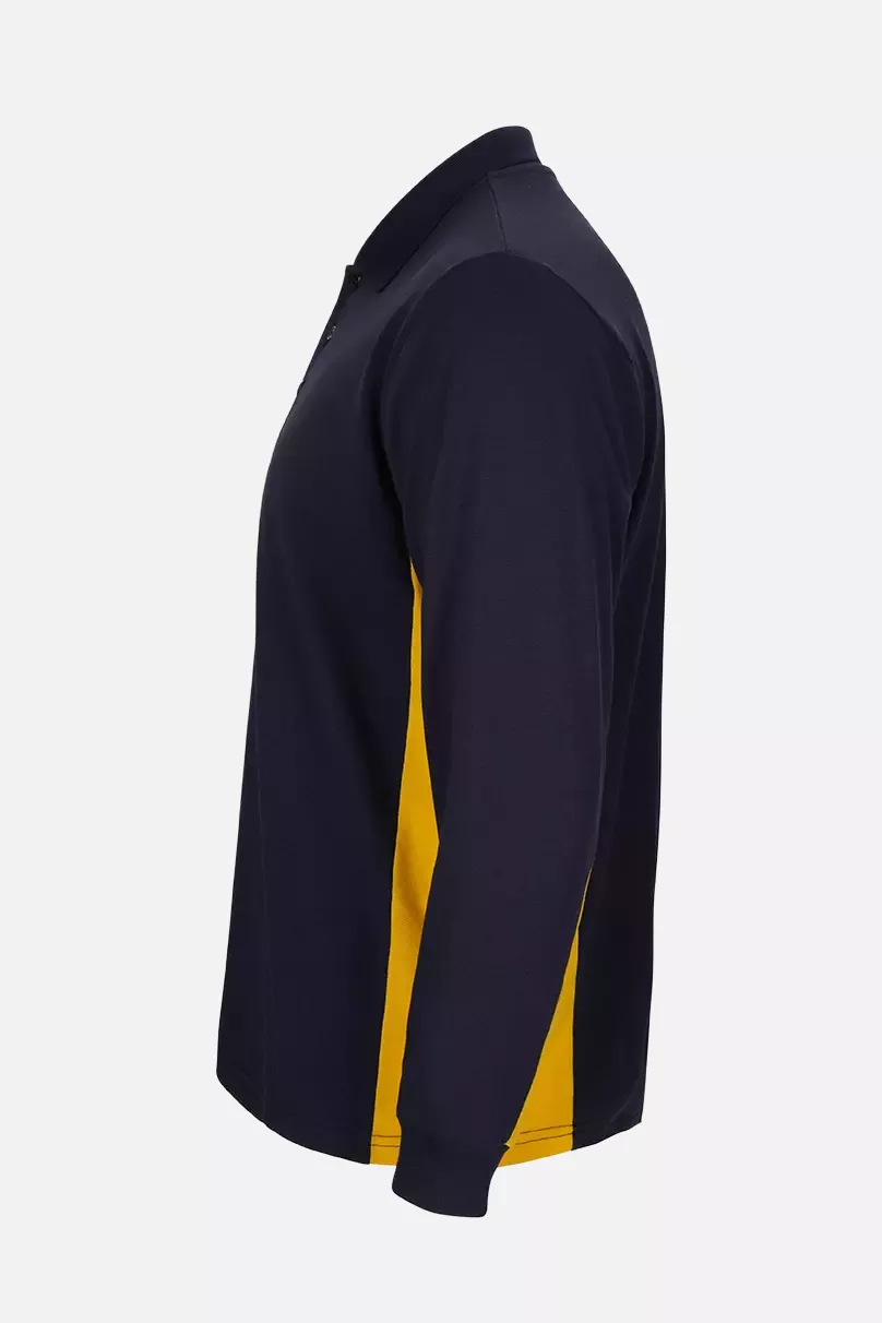 Velilla 105514-61-17, Long Sleeved Polo Shirt, Navy Blue/Yellow, image 2