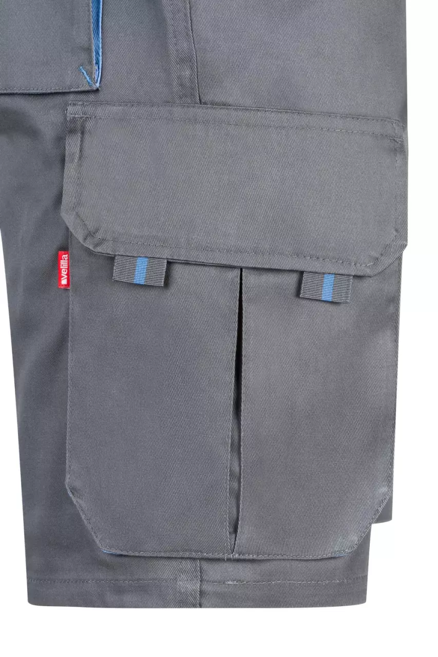 Velilla 103007-08-05, Work Shorts, Grey/Sky Blue, image 2, gallery thumbnail
