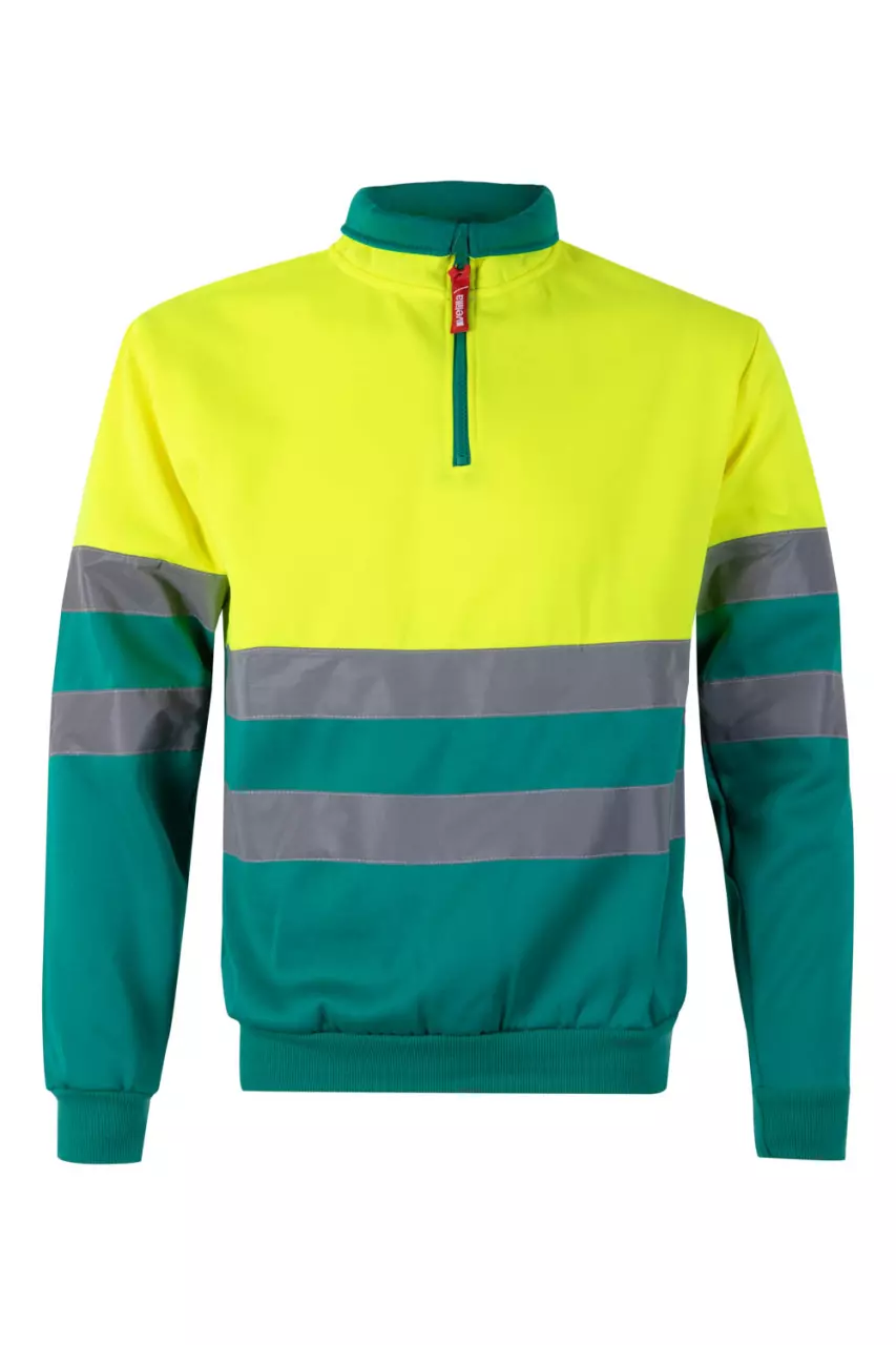 Velilla 305701-02-20-1, High-Vis Sweatshirt, Green/Hi-Vis Yellow, image 1, gallery thumbnail