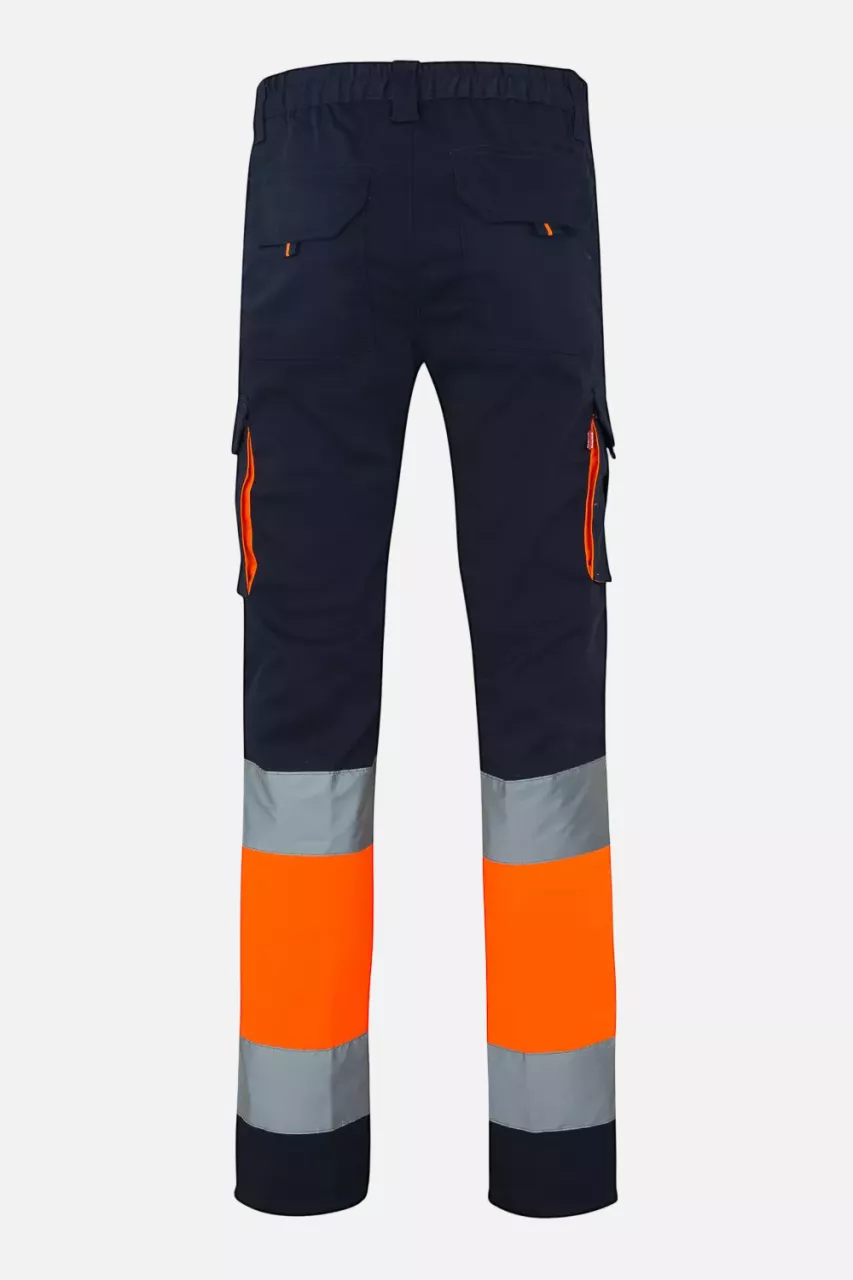 Velilla 303002S-61-19, High-Vis Work Trousers, Navy Blue/Hi-Vis Orange, image 4, gallery thumbnail