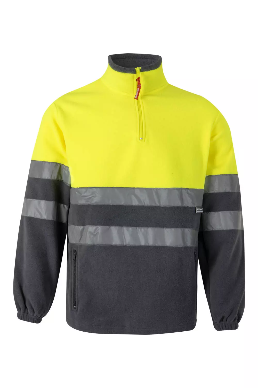 Velilla 0182-08-20-2, High-Vis Fleece Jacket, Size 4XL/5XL, Grey/Hi-Vis Yellow