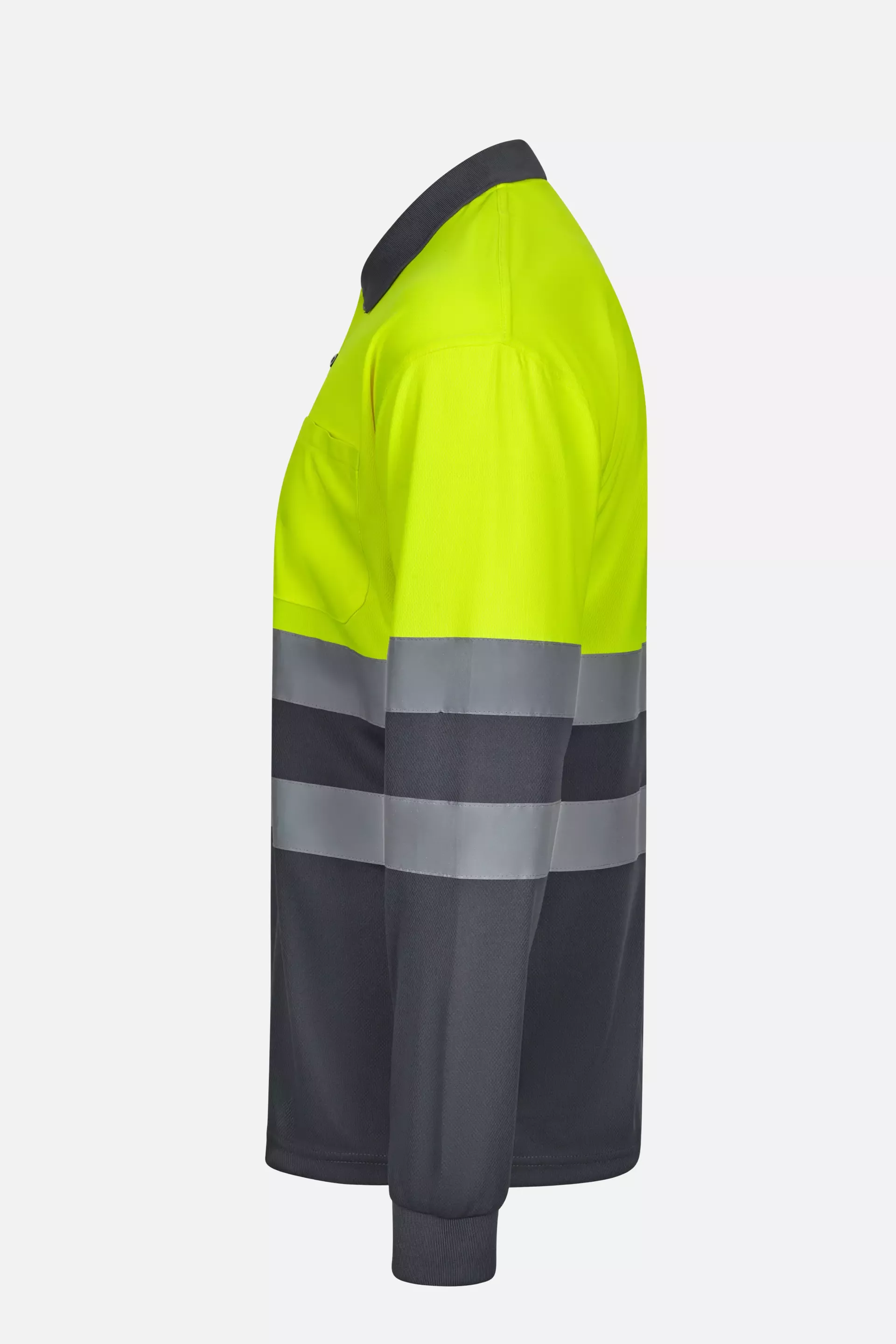 Velilla 305507-08-20, High-Vis Long Sleeved Polo Shirt, Grey/Hi-Vis Yellow, image 2