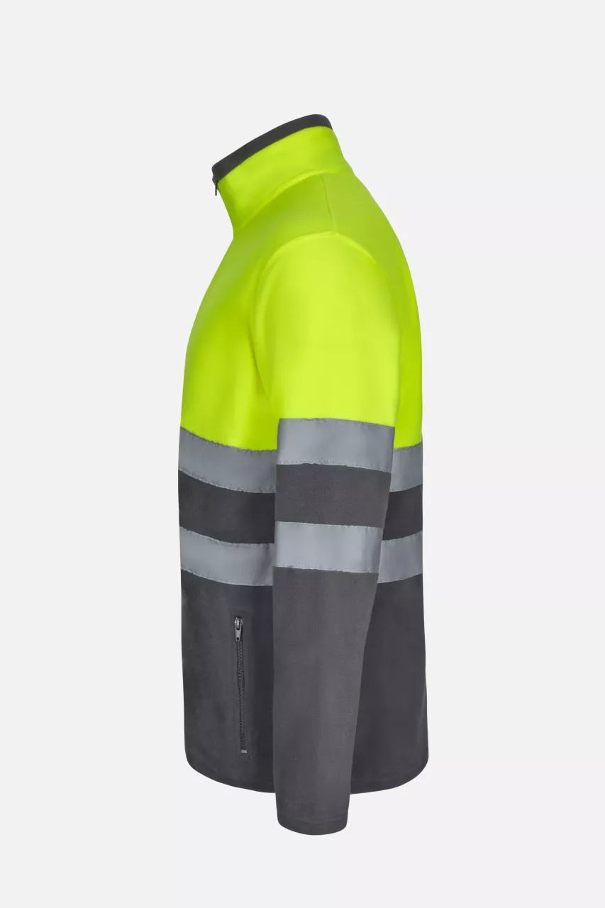 Velilla 301503-08-20, High-Vis Fleece Jacket, Grey/Hi-Vis Yellow, image 3, gallery thumbnail