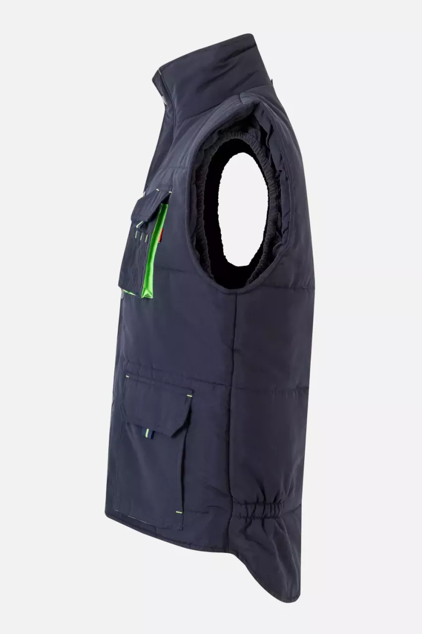 Velilla 205902-61-25, Padded Work Vest, Navy Blue/Lime Green, image 2, gallery thumbnail