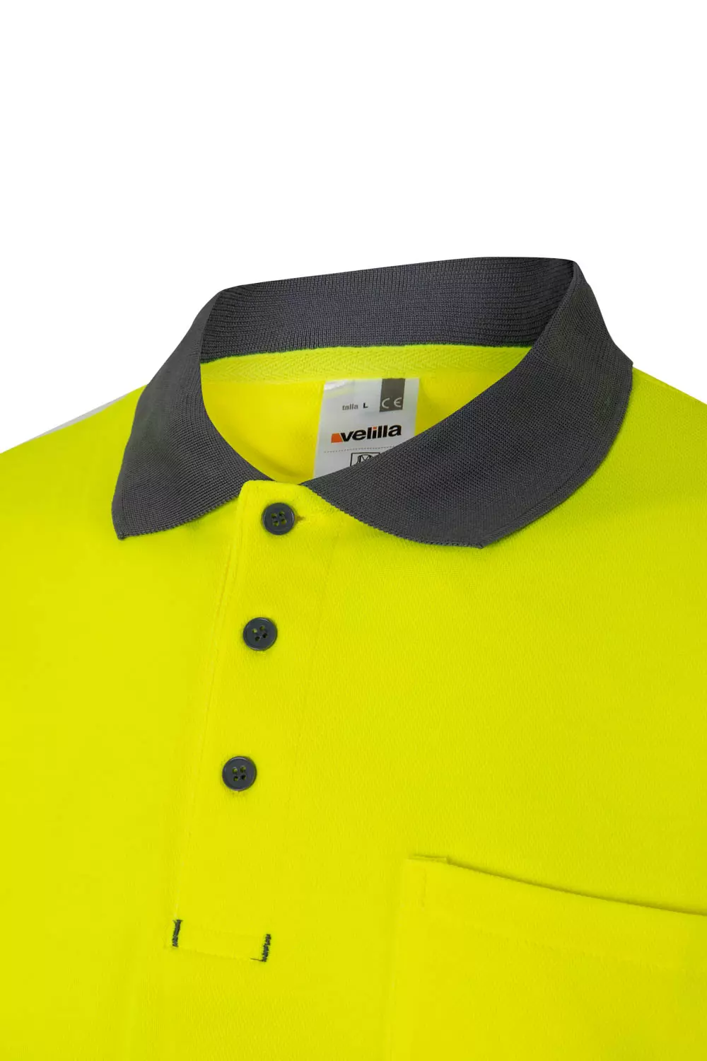 Velilla 305513-08-20-1, High-Vis Short Sleeve Polo Shirt, Grey/Hi-Vis Yellow, image 5