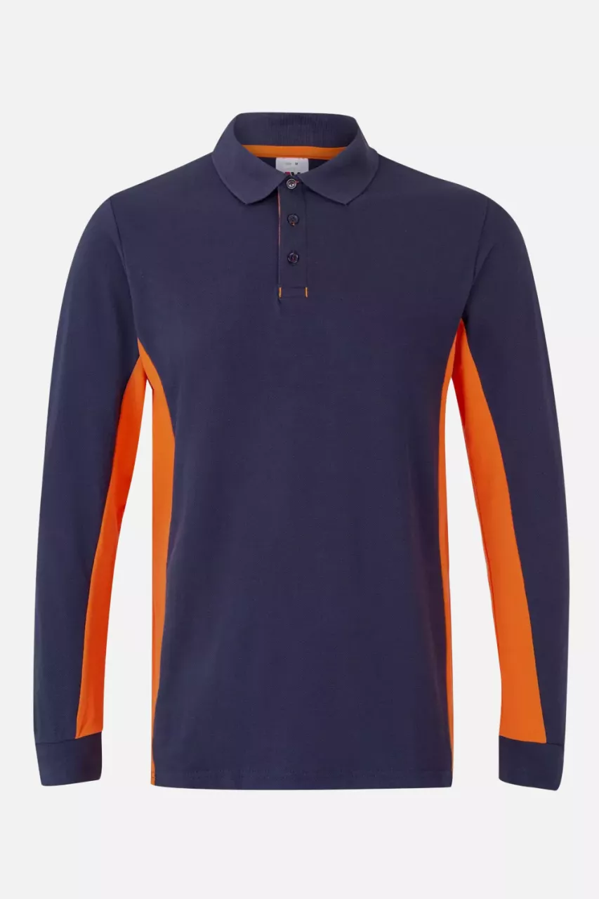 Velilla 105514-61-16, Long Sleeved Polo Shirt, Navy Blue/Orange, image 1, gallery thumbnail