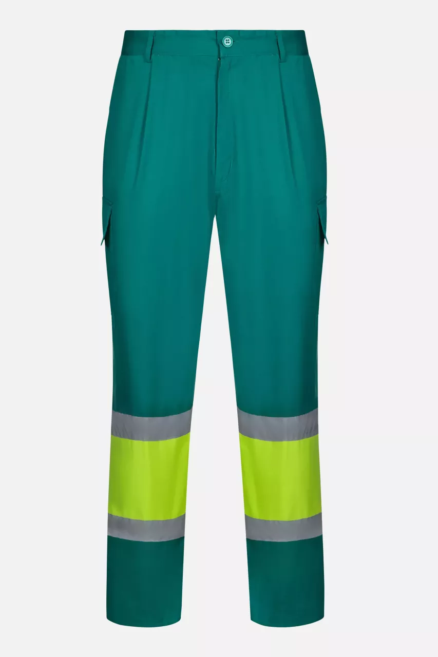 Velilla 303003-02-20, High-Vis Work Trousers, Green/Hi-Vis Yellow, image 1, gallery thumbnail