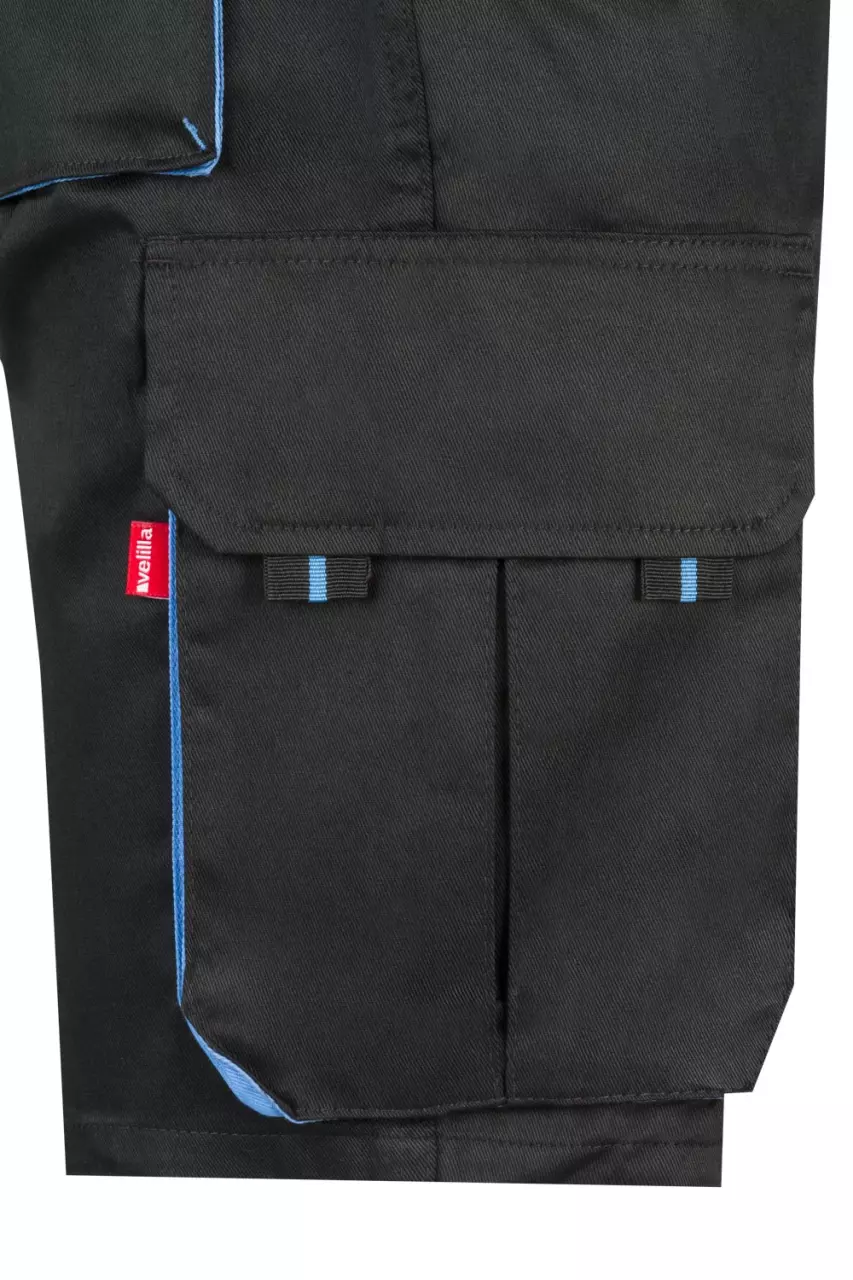 Velilla 103007-00-05, Work Shorts, Black/Sky Blue, image 3, gallery thumbnail