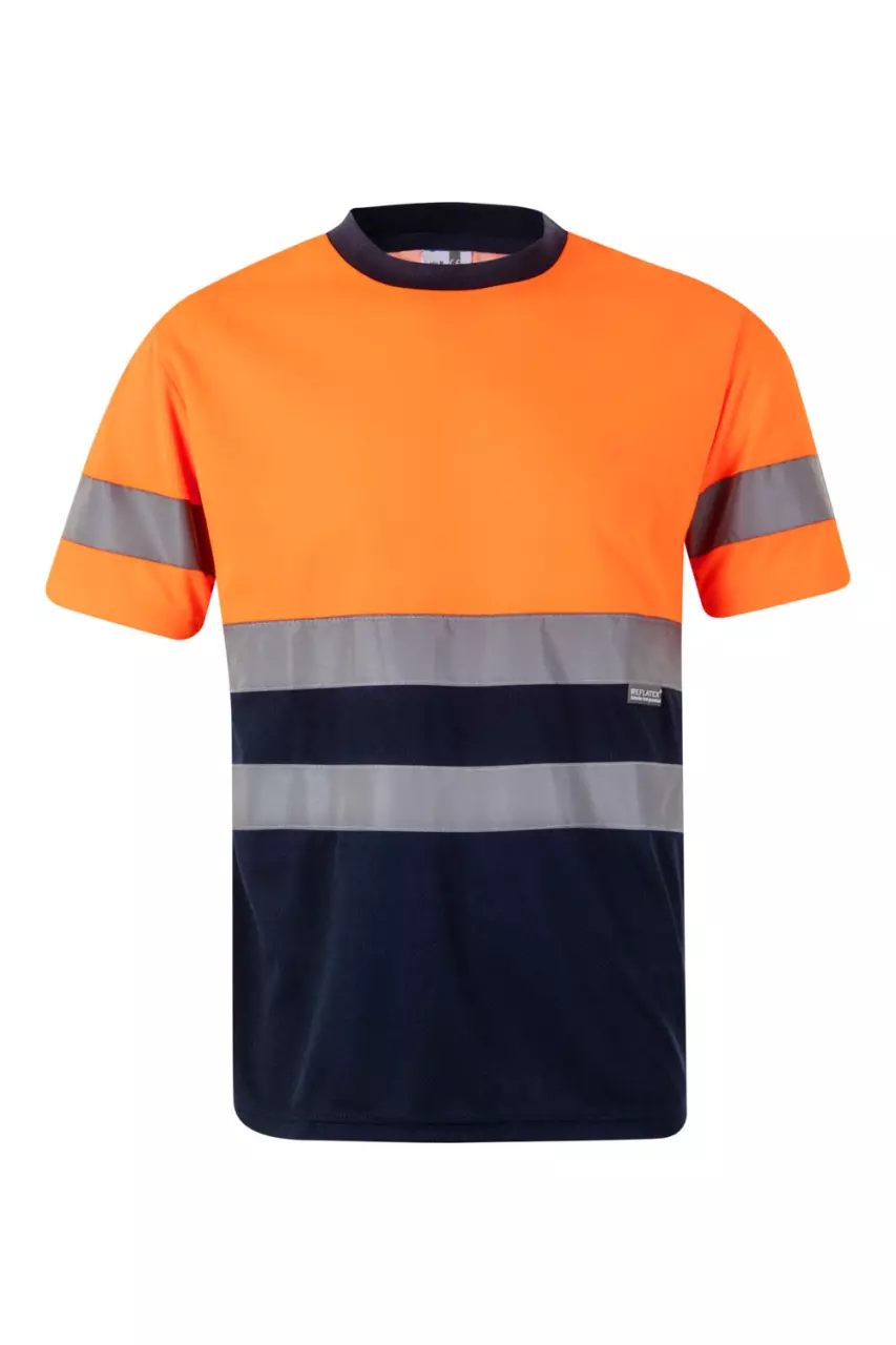Velilla 305506-01-19, High-Vis Short Sleeve T-Shirt, Marine Blue/Hi-Vis Orange, image 1, gallery thumbnail