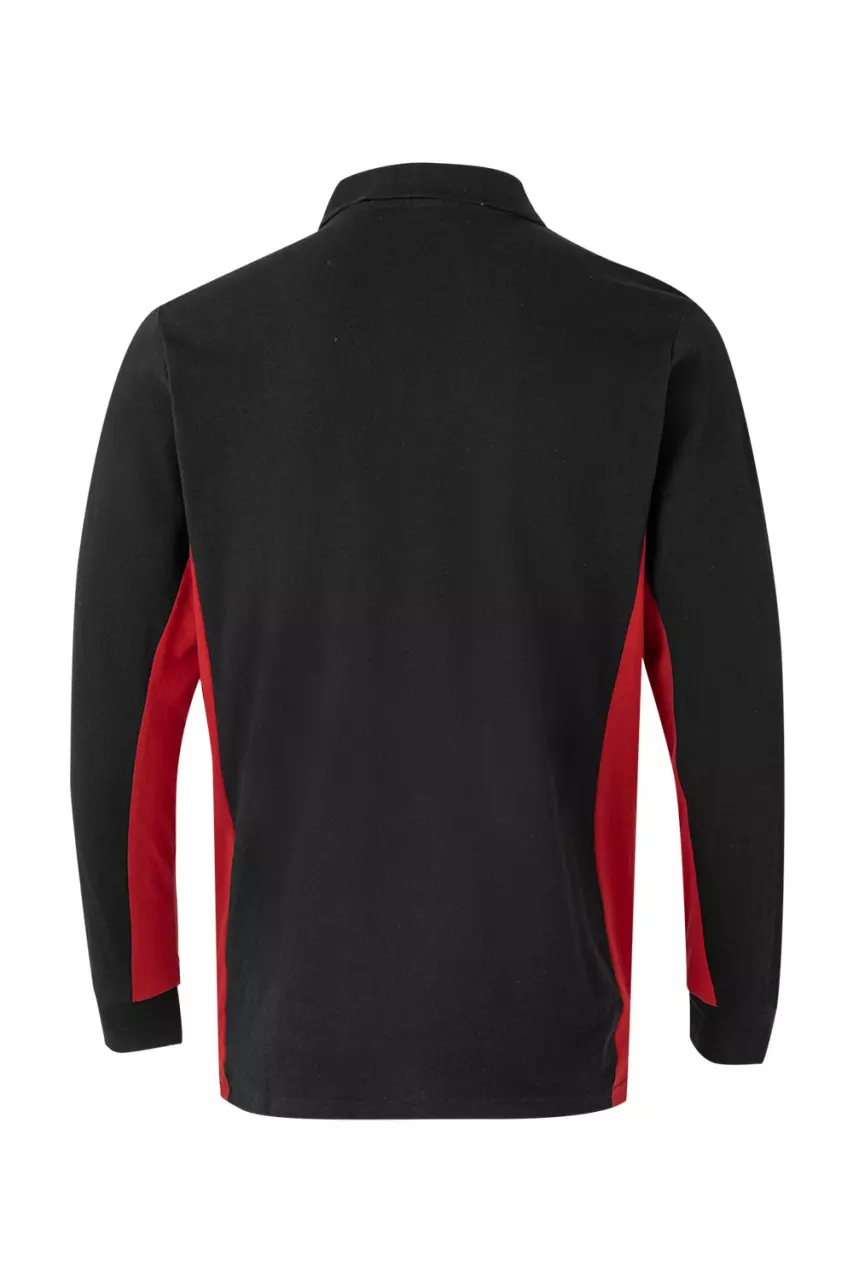 Velilla 105514-00-12, Long Sleeved Polo Shirt, Black/Red, image 2, gallery thumbnail