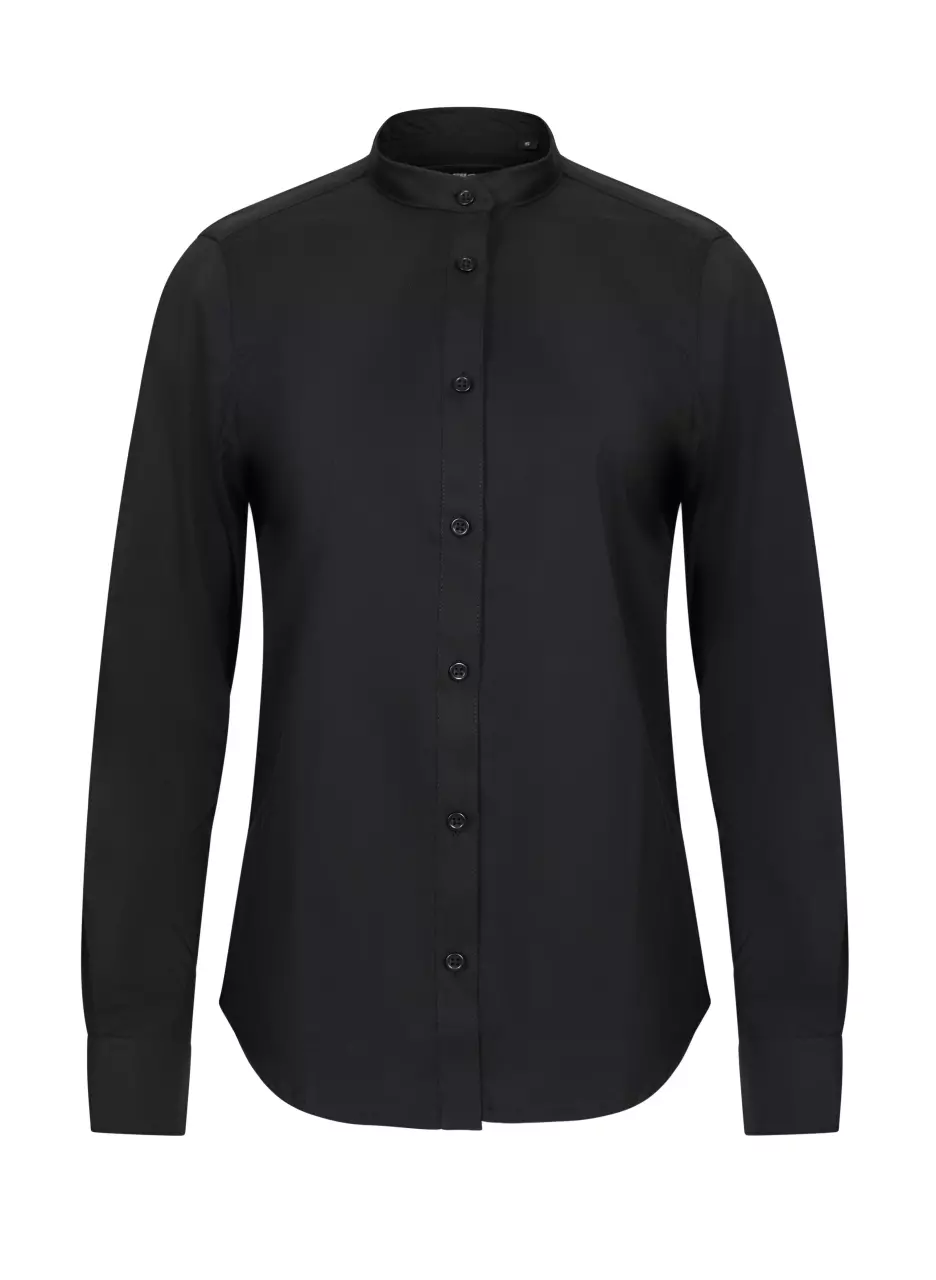 Velilla 405015S-00, Langarm-Stehkragen-Arbeitshemd, Schwarz, image 1, gallery thumbnail