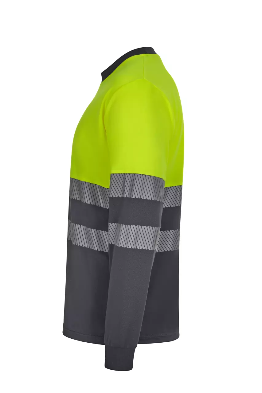 Velilla 305635-08-20, High-Vis Long Sleeved T-Shirt, Grey/Hi-Vis Yellow, image 2, gallery thumbnail