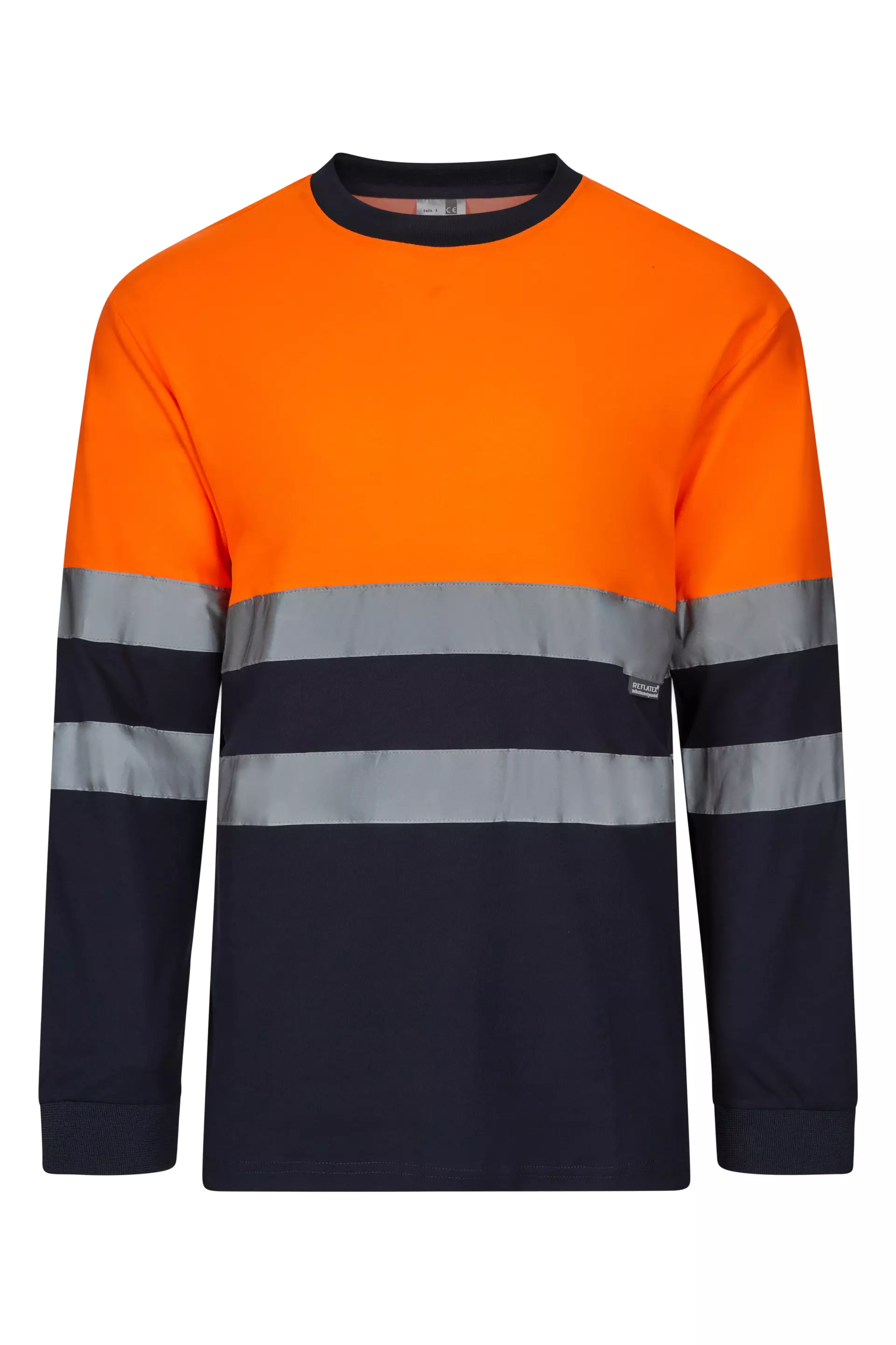 Velilla 305615-61-19-1, Warnschutz-Langarm-T-Shirt, Marineblau/Warnorange, image 1