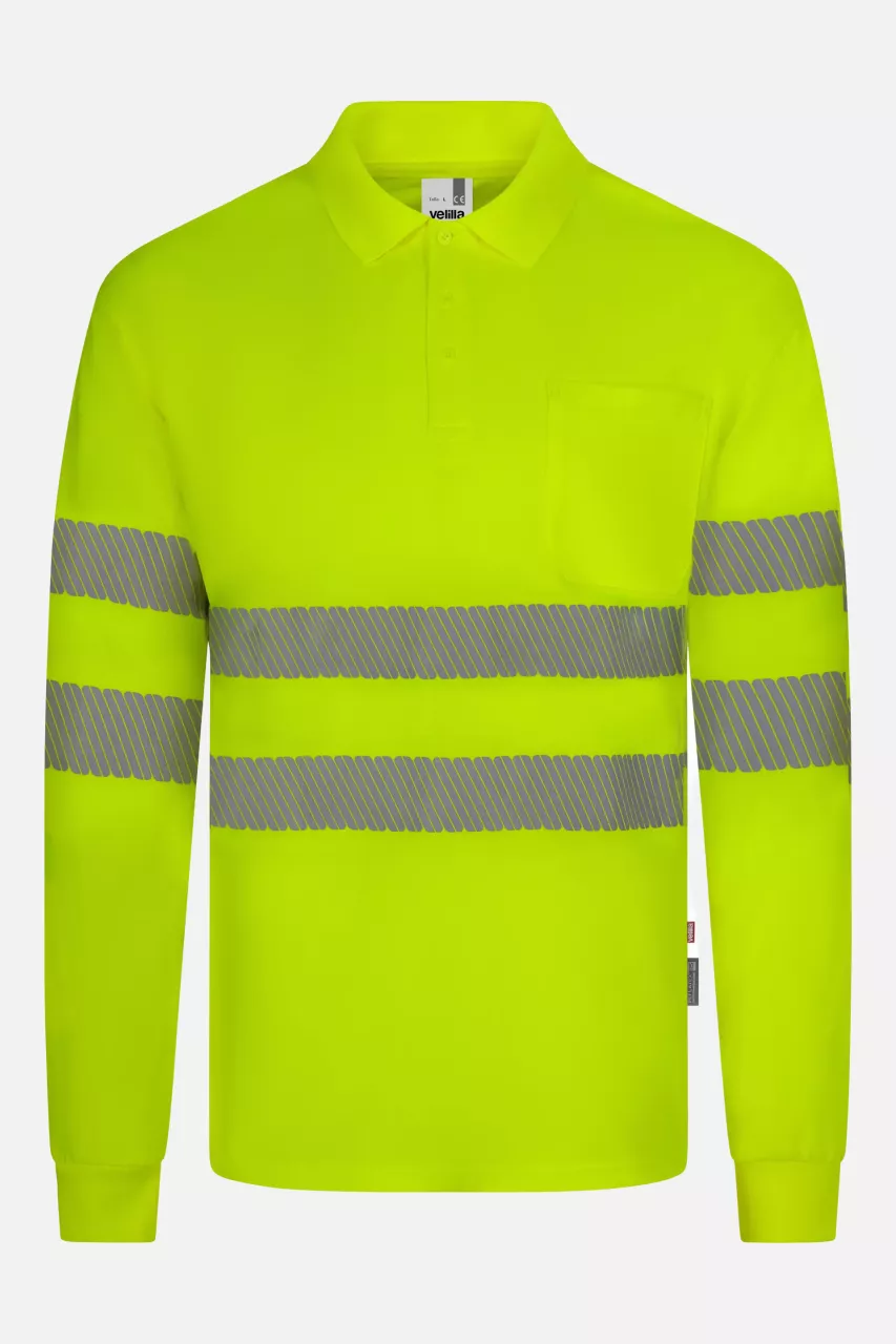 Velilla 305534-20-1, High-Vis Long Sleeved Polo Shirt, Hi-Vis Yellow, image 1, gallery thumbnail