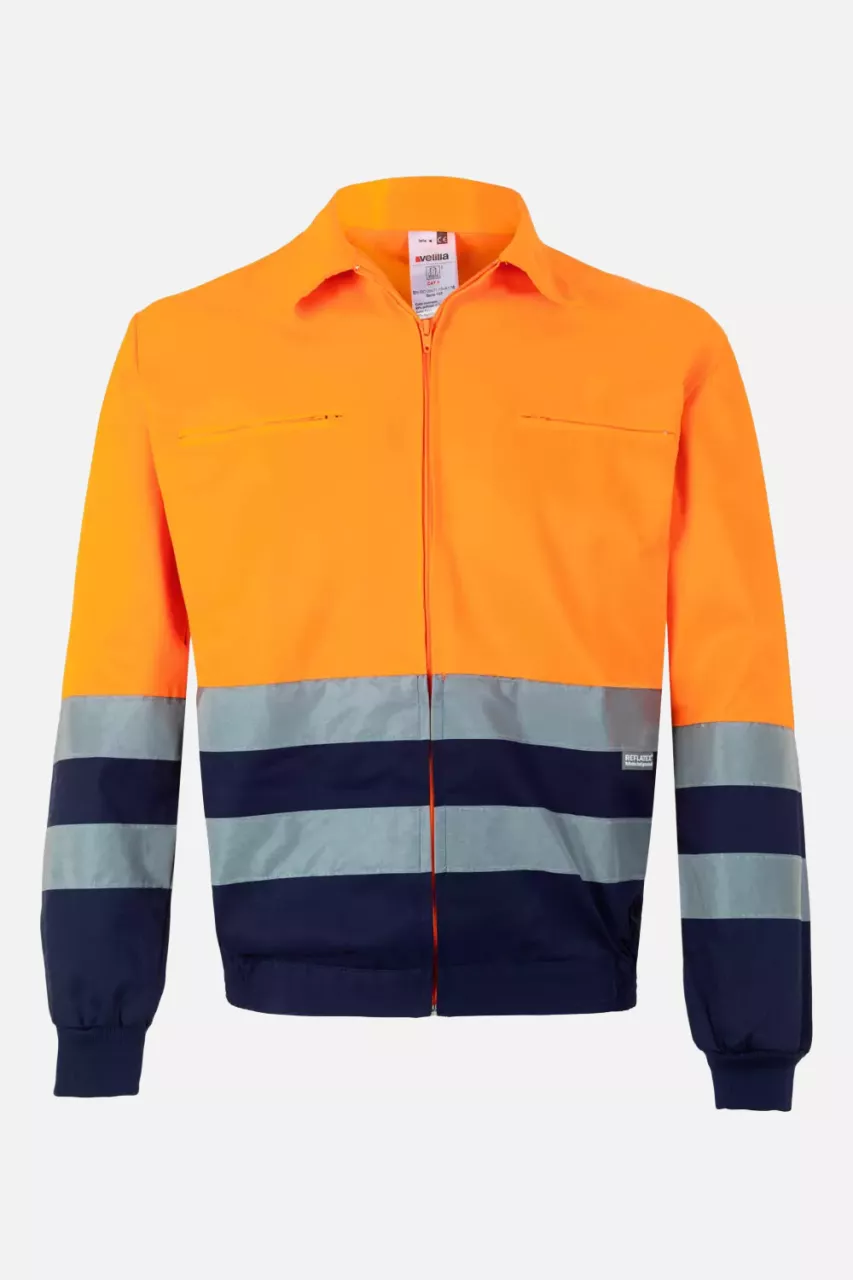 Velilla 0153-01-19, High-Vis Jacket, Marine Blue/High-Vis Orange, image 1, gallery thumbnail