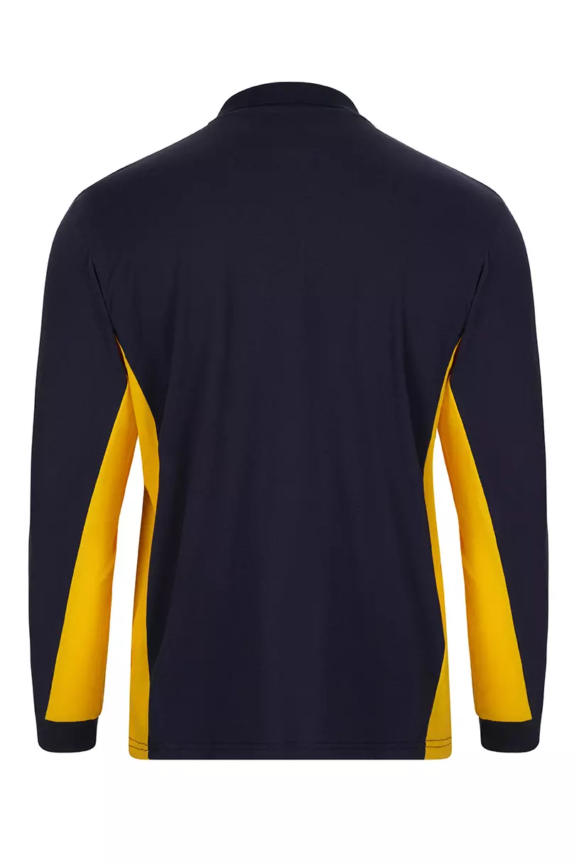Velilla 105514-61-17, Long Sleeved Polo Shirt, Navy Blue/Yellow, image 3