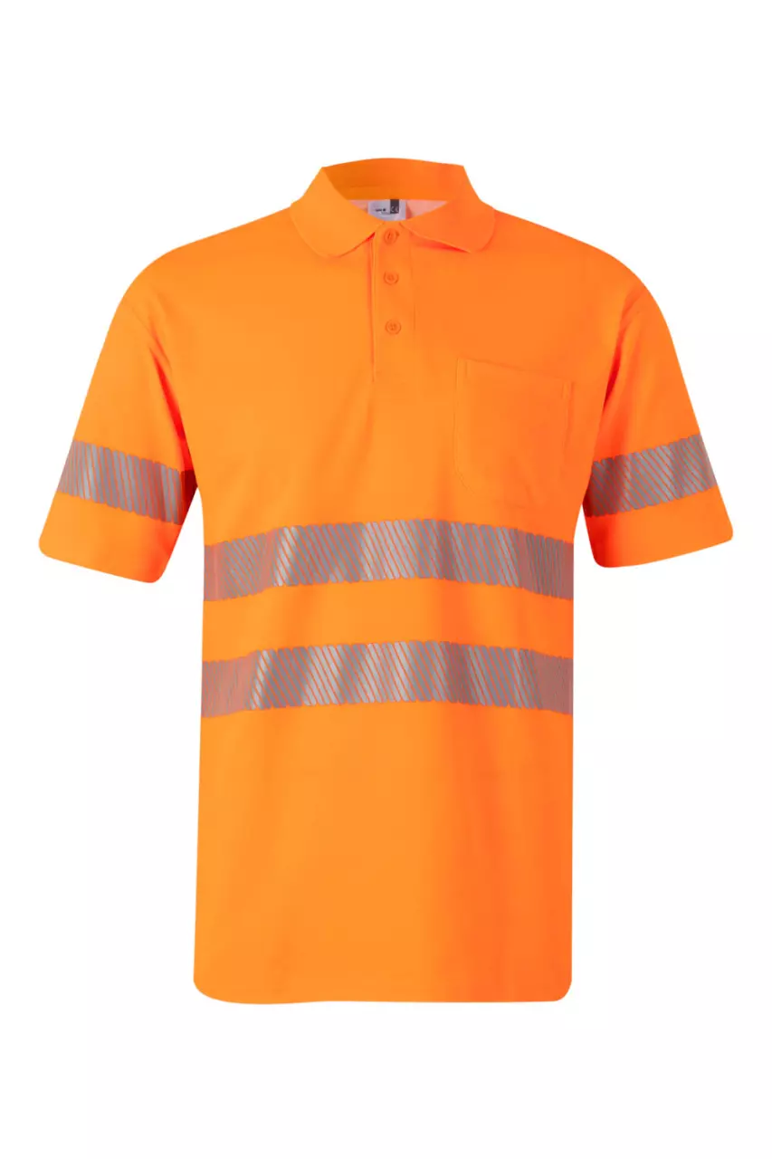 Velilla 305522-19, High-Vis Short Sleeve Polo Shirt, Hi-Vis Orange, image 1, gallery thumbnail