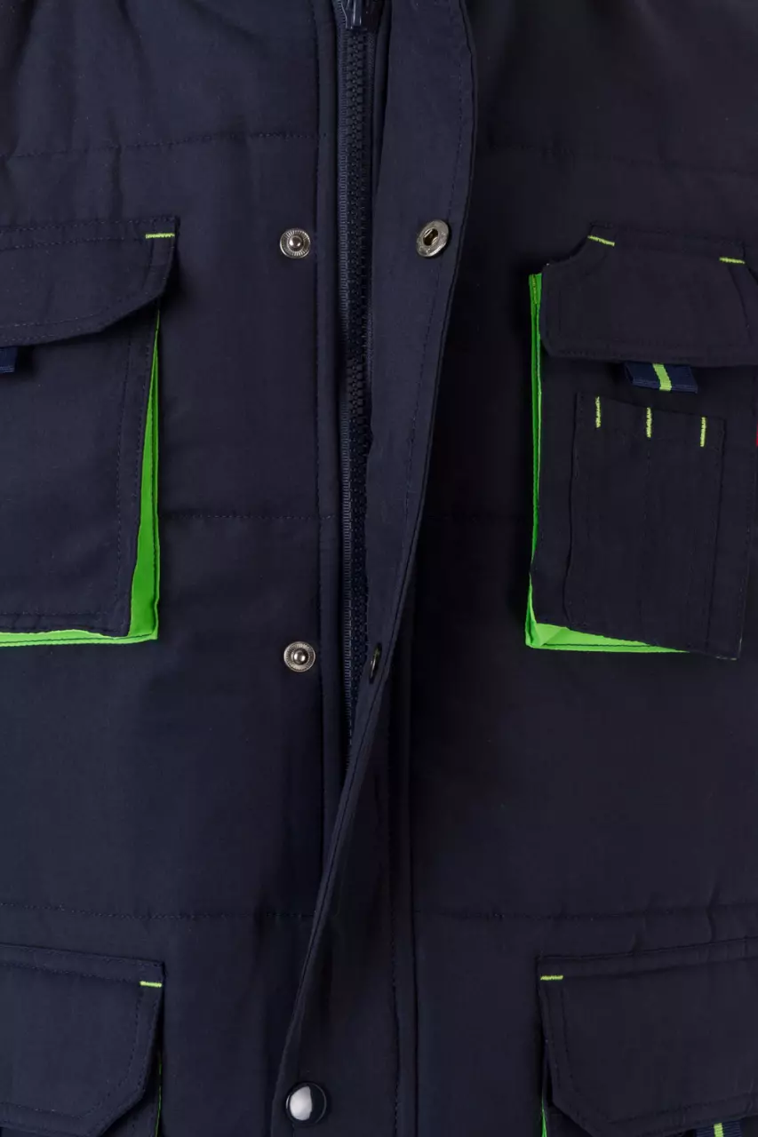 Velilla 205902-61-25, Padded Work Vest, Navy Blue/Lime Green, image 5, gallery thumbnail