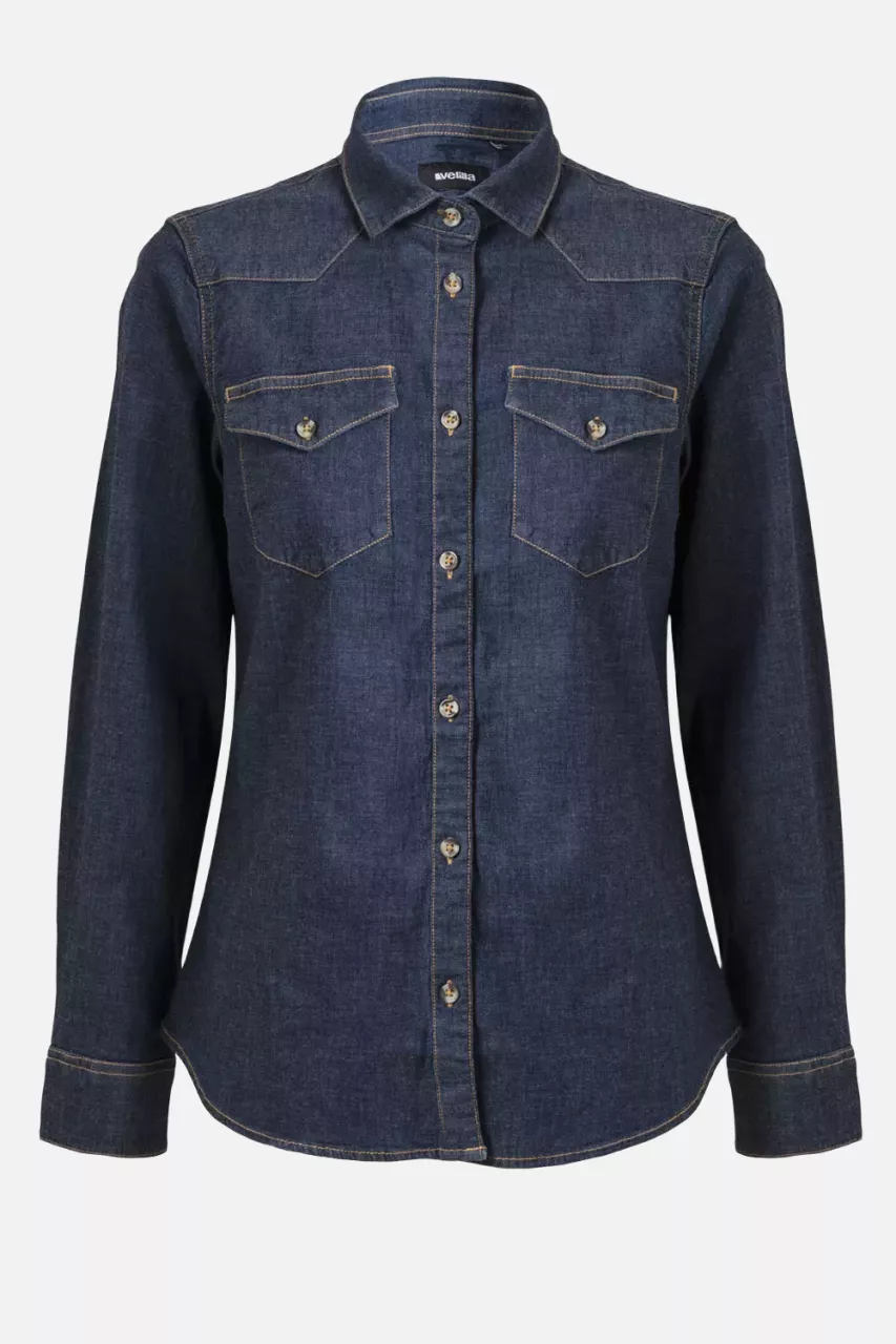 Velilla 405007S-63, Denim Work Shirt, Blue Denim, image 1, gallery thumbnail