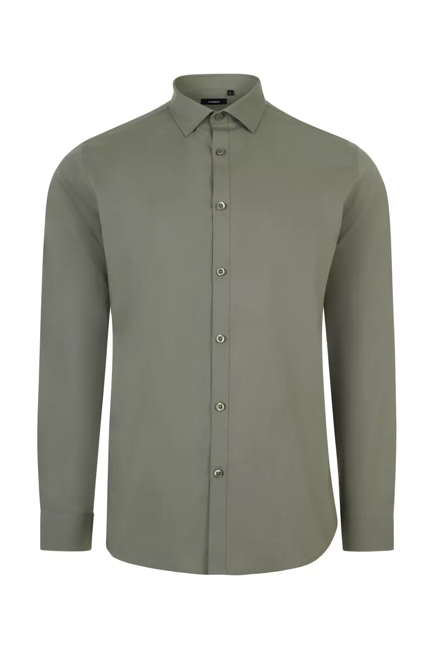 Velilla Long Sleeved Work Shirt, Light Olive Green