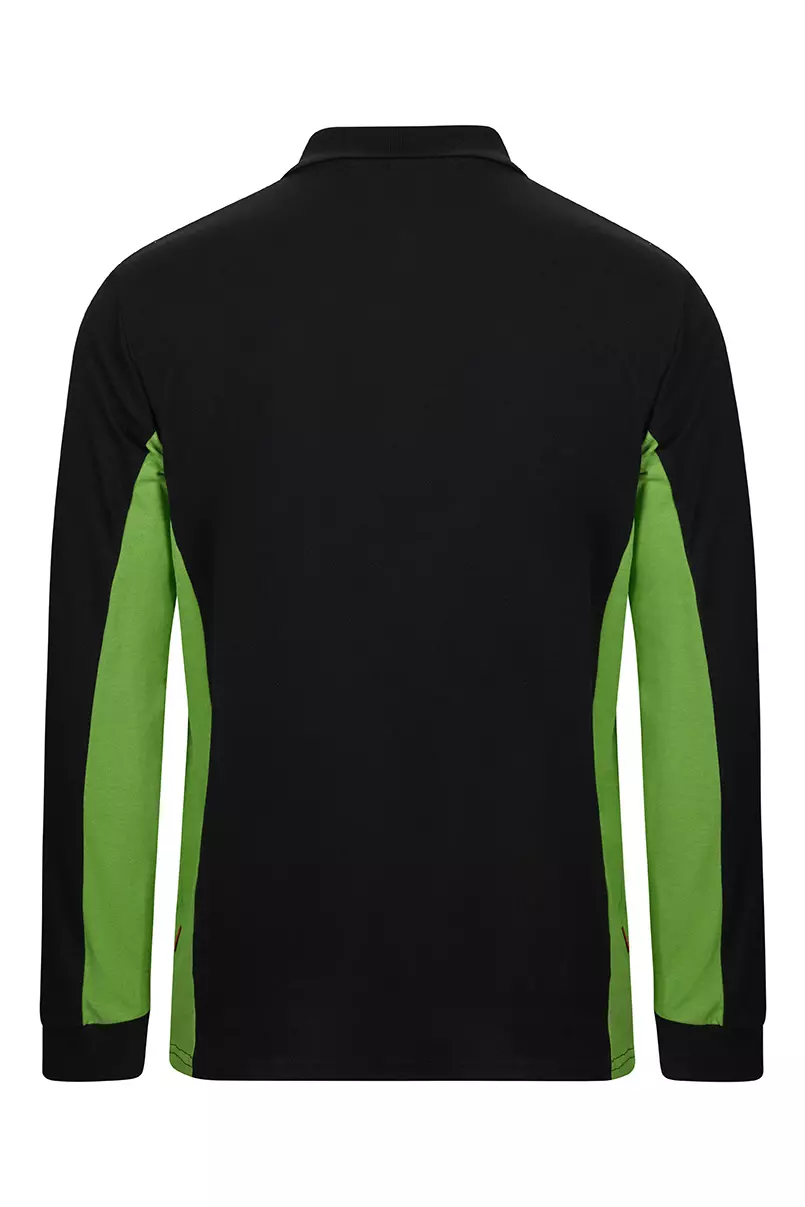Velilla 105514-00-25, Long Sleeved Polo Shirt, Black/Lime Green, image 2