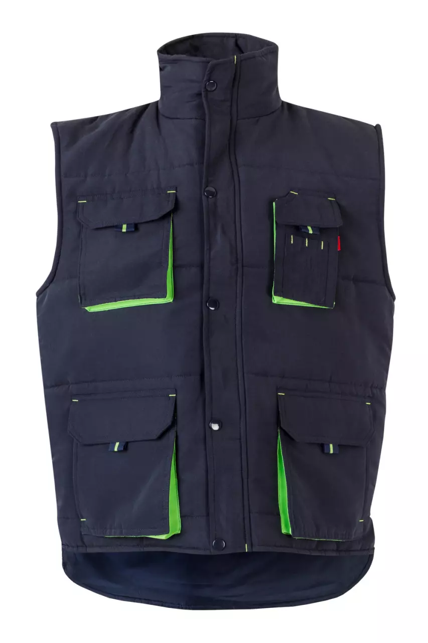 Velilla 205902-61-25, Padded Work Vest, Navy Blue/Lime Green
