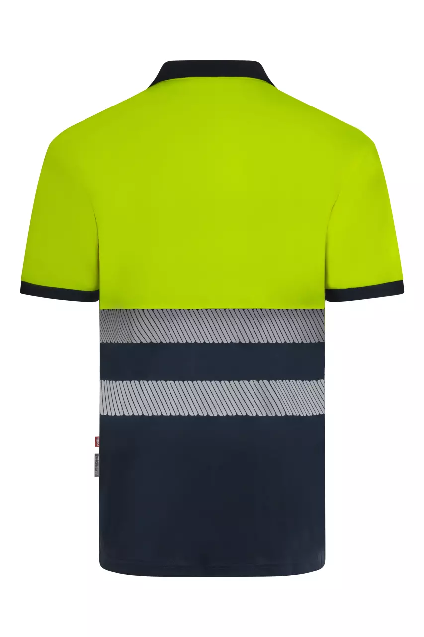 Velilla 305533-61-20, High-Vis Polo Shirt, Navy Blue/Hi-Vis Yellow, image 4, gallery thumbnail
